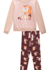Conjunto de Blusão em Moletom com Pelúcia e Calça Legging em Termoskin Peluciado 89624 Infanti Infantil Menina