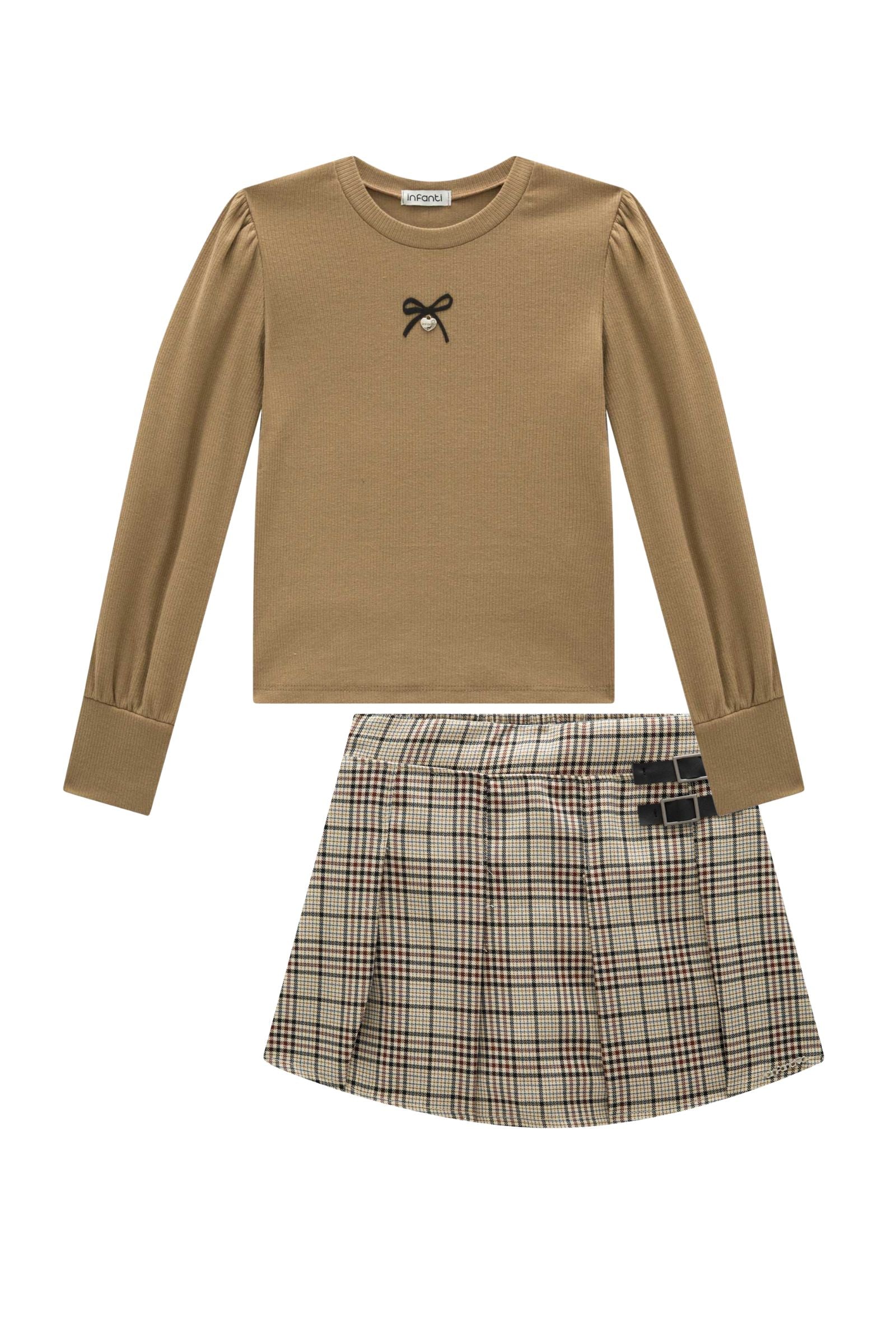 Conjunto de Blusa em Canelado Liz e Short Saia em Alfaiataria 90351 Infanti Infantil Menina