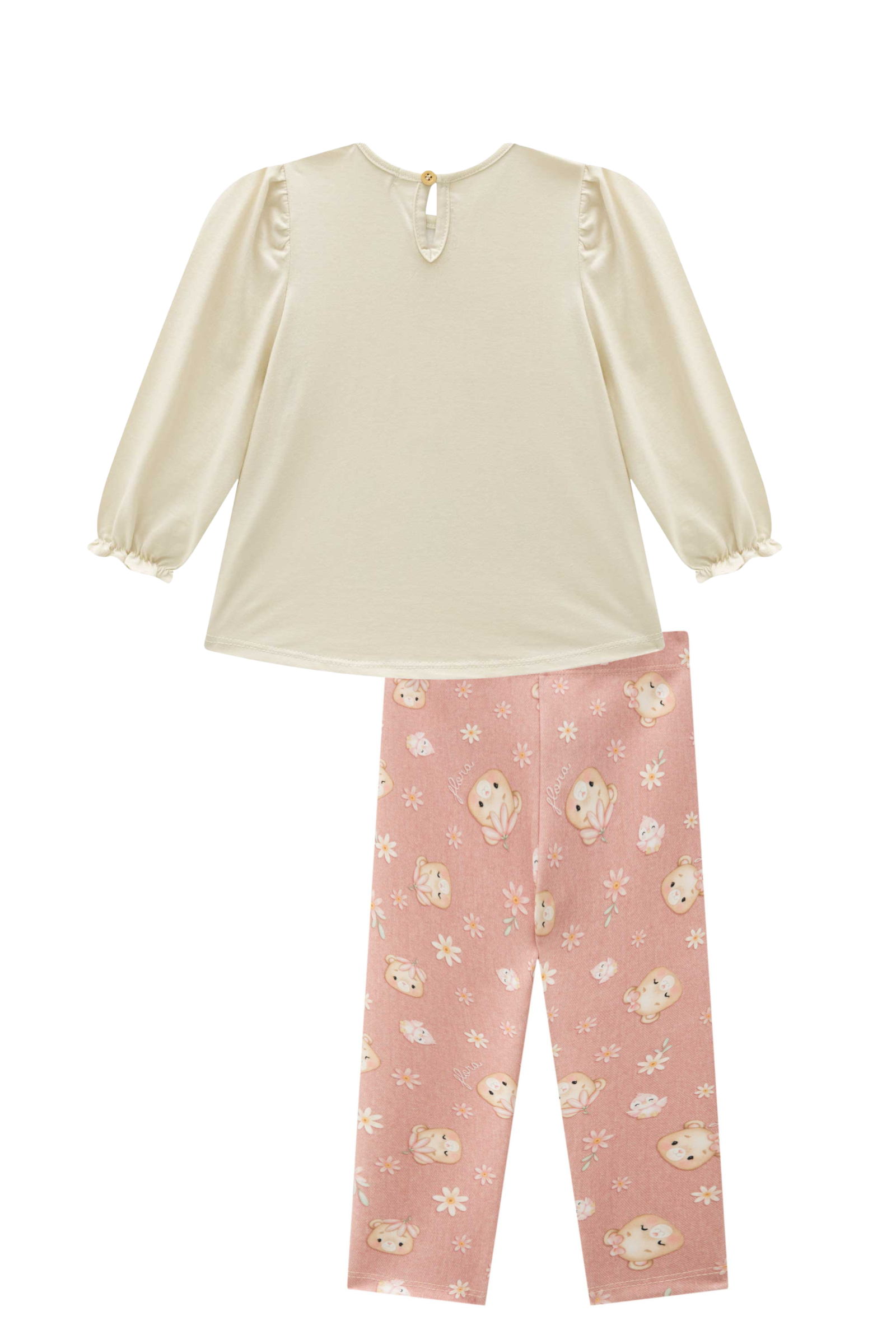 Conjunto de Bata em Meia Malha com Calça Legging em Fly Tech 90700 Infanti Bebê Menina