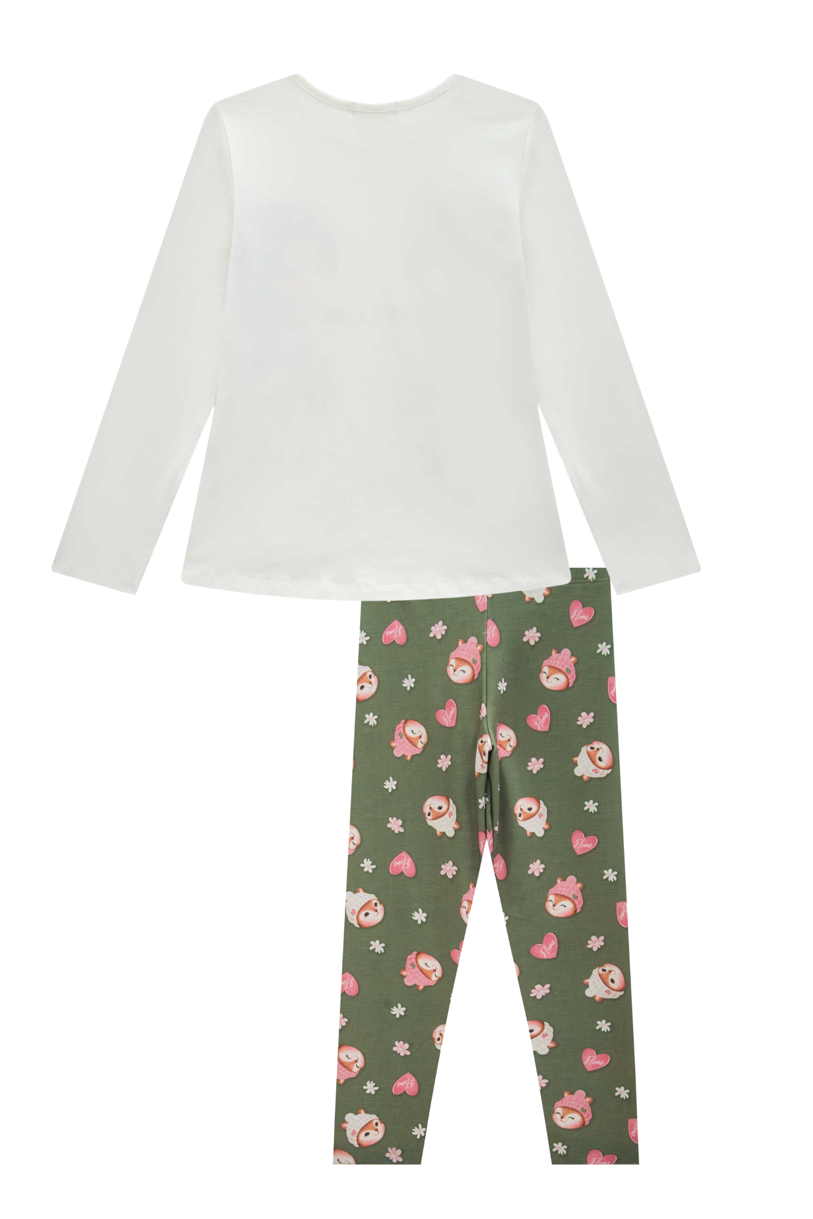 Conjunto de Blusa Alongada em Cotton com Calça Legging em Molecotton 89436 Infanti Infantil Menina