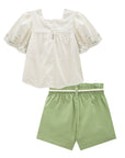 Conjunto de Bata em Linho Deluxe e Shorts em Sarja com Elastano 93559 Infanti Infantil Menina