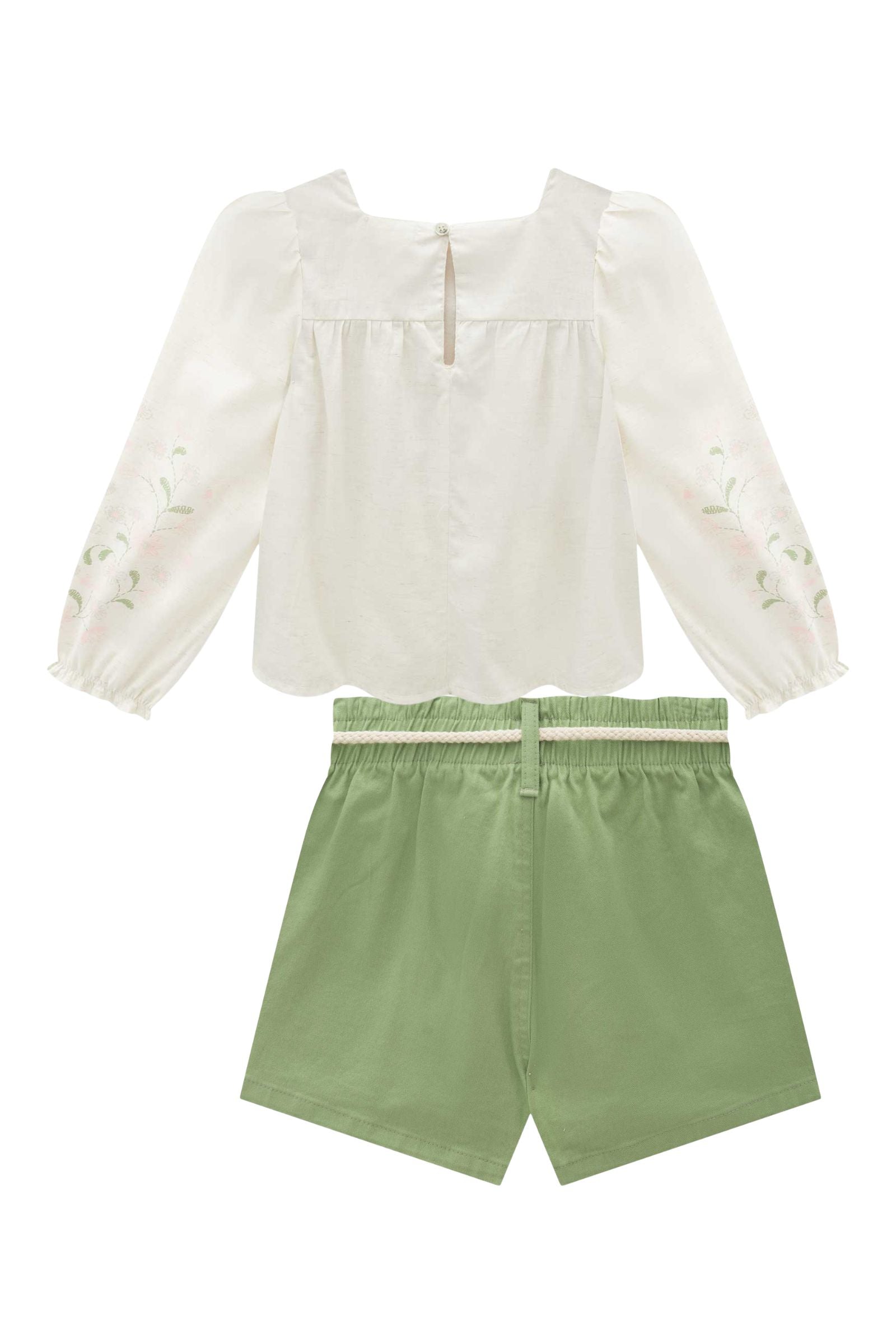 Conjunto de Bata em Linho Deluxe e Shorts em Sarja com Elastano 91840 Infanti Infantil Menina