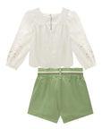 Conjunto de Bata em Linho Deluxe e Shorts em Sarja com Elastano 91840 Infanti Infantil Menina