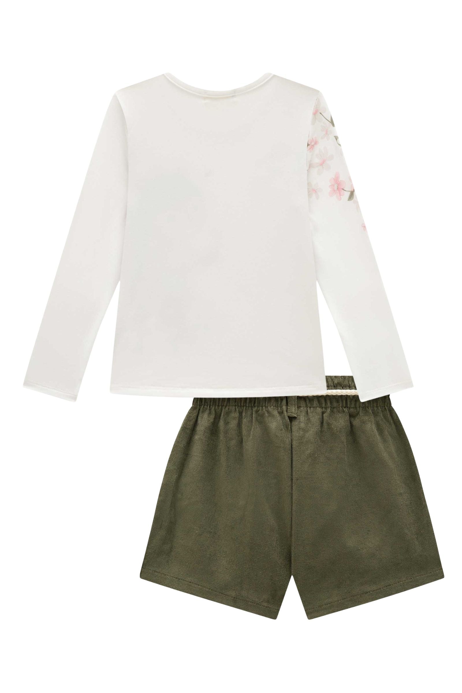 Conjunto de Blusa em Malha Comfy com Short Saia em Veludo Cotelê 92415 Infanti Infantil Menina