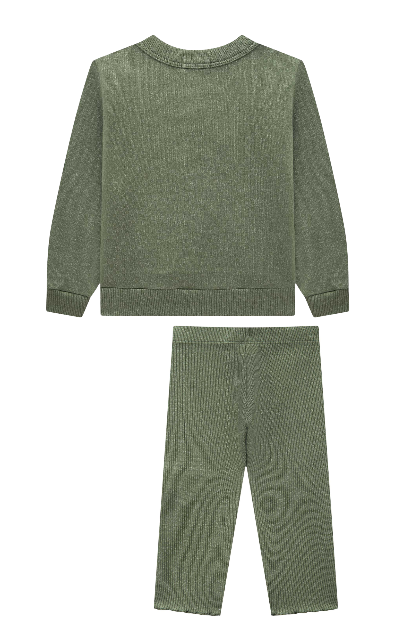 Conjunto de Blusão em Moletom Diferenciado com Pelúcia e Calça Legging em Ribana Canelada 89646 Infanti Bebê Menina