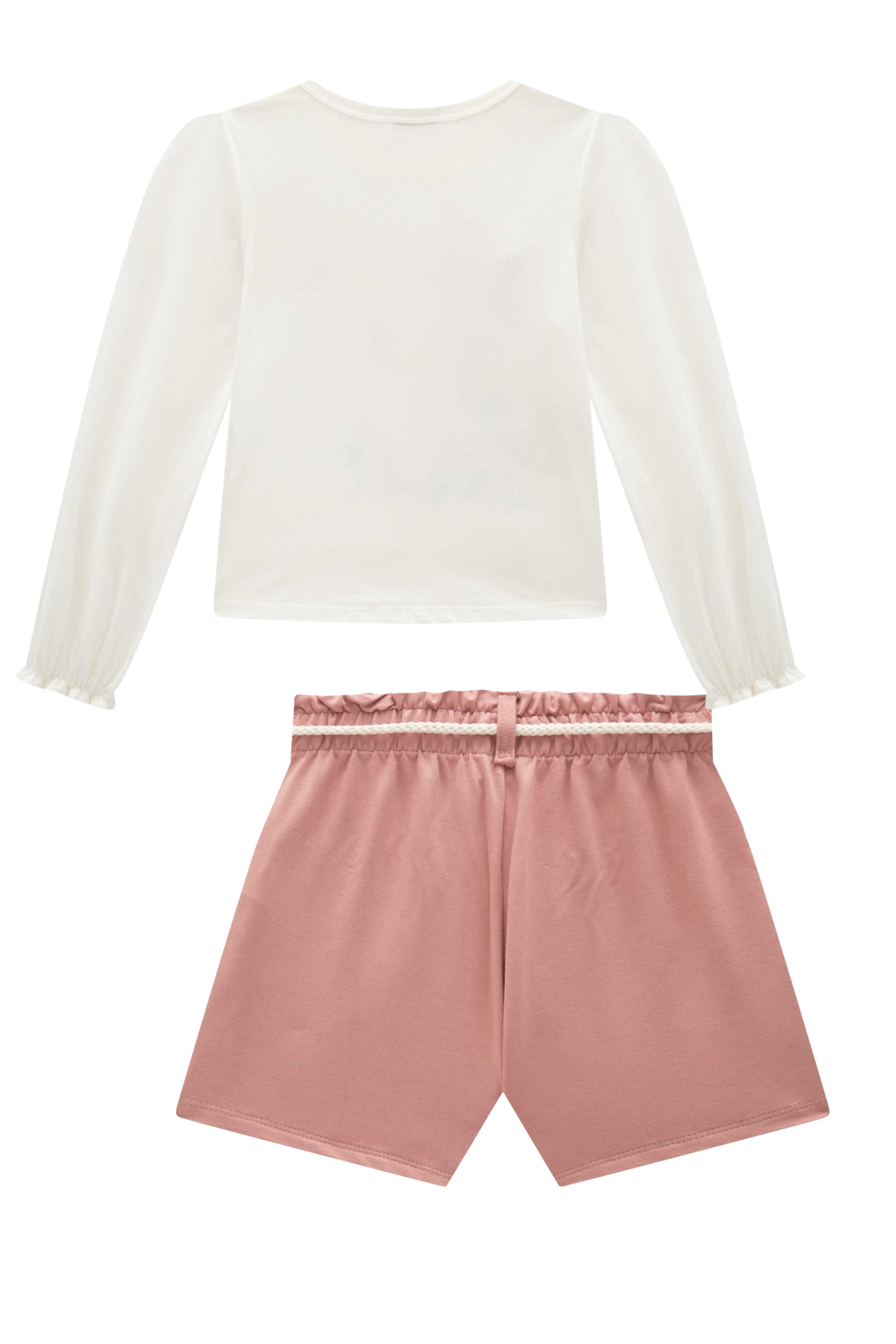 Conjunto de Blusa em Meia Malha com Shorts em Molevisco 90500 Infanti Infantil Menina