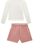 Conjunto de Blusa em Meia Malha com Shorts em Molevisco 90500 Infanti Infantil Menina