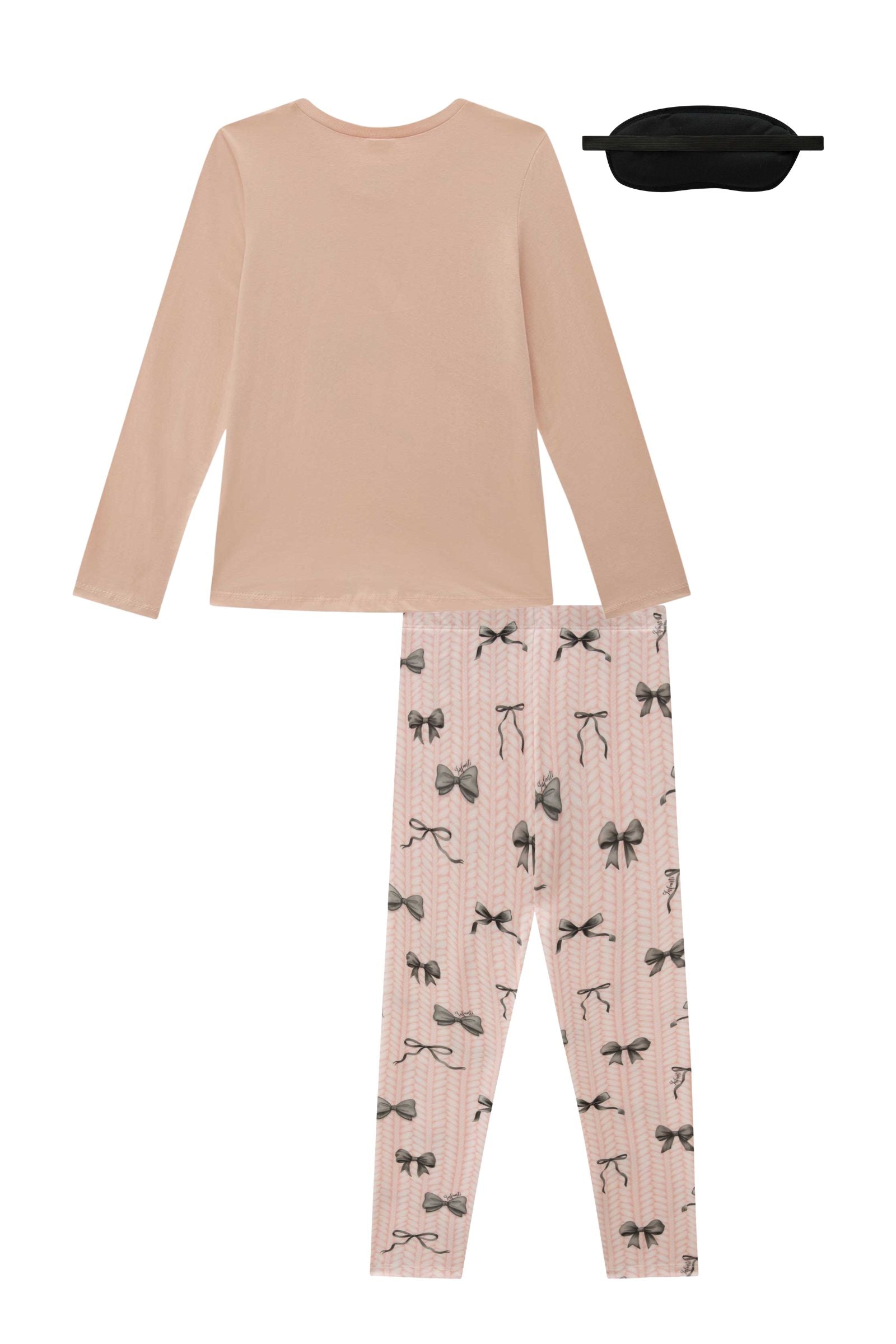 Conjunto de Pijama de Blusa em Meia Malha e Calça Legging em Malha Comfy. Acompanha Máscara 89630 Infanti Infantil Menina