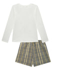 Conjunto de Blusa em Cotton com Short Saia em Alfaiataria Xadrez 91833 Infanti Infantil Menina