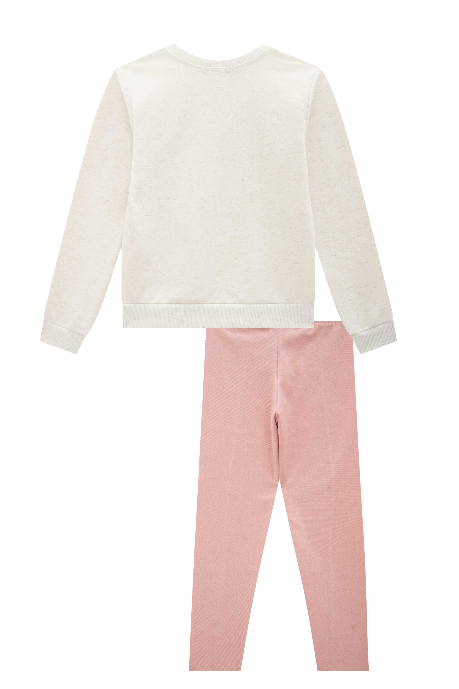 Conjunto de Blusão em Moletom Linho sem Pelúcia com Calça Legging em Molecotton 89622 Infanti Infantil Menina