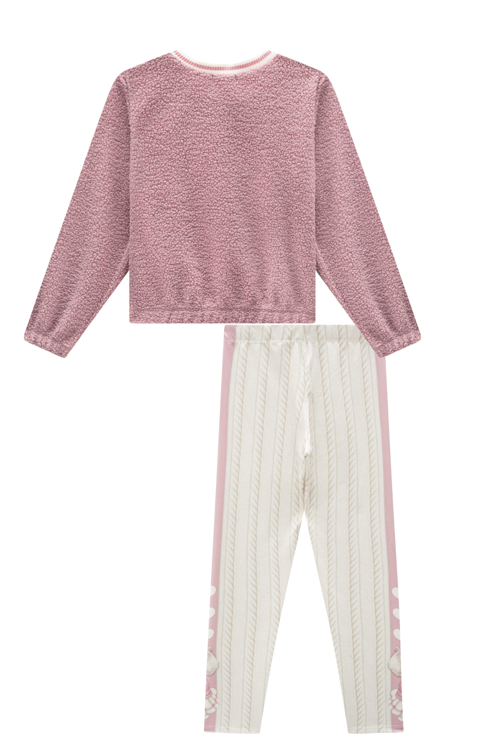 Conjunto de Blusão em Pelo Durban e Calça Legging em Termokin Peluciado 92669 Infanti Infantil Menina