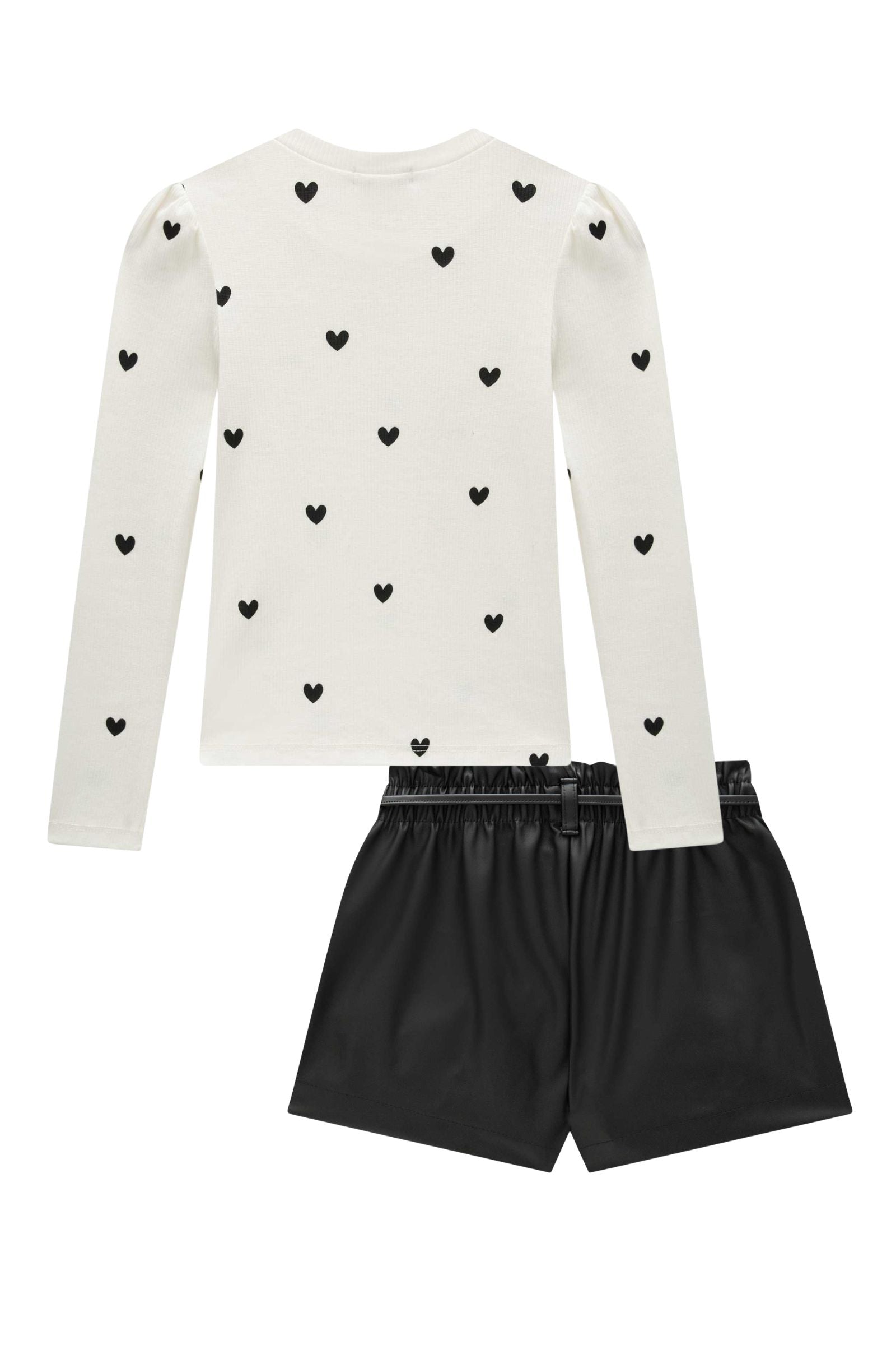 Conjunto de Blusa em Canelado Liz e Shorts em Couro Sintético 93608 Infanti Infantil Menina