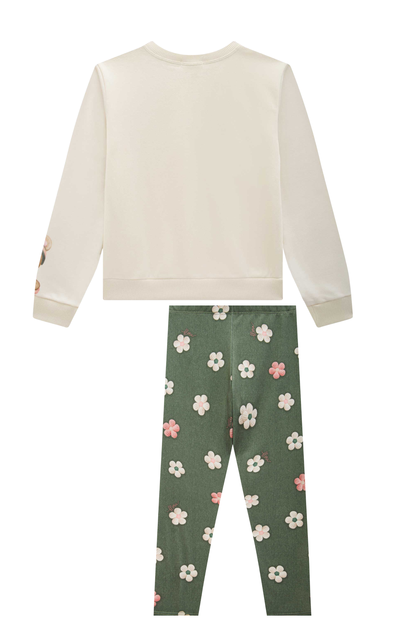 Conjunto de Blusão em Moletom com Pelúcia e Calça Legging em Termoskin Peluciado 89623 Infanti Infantil Menina