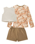Trio de Blusa em Malha Power Colete em Sarja com Elastano e Shorts em Moletom sem Pelúcia 94230 Infanti Infantil Menina
