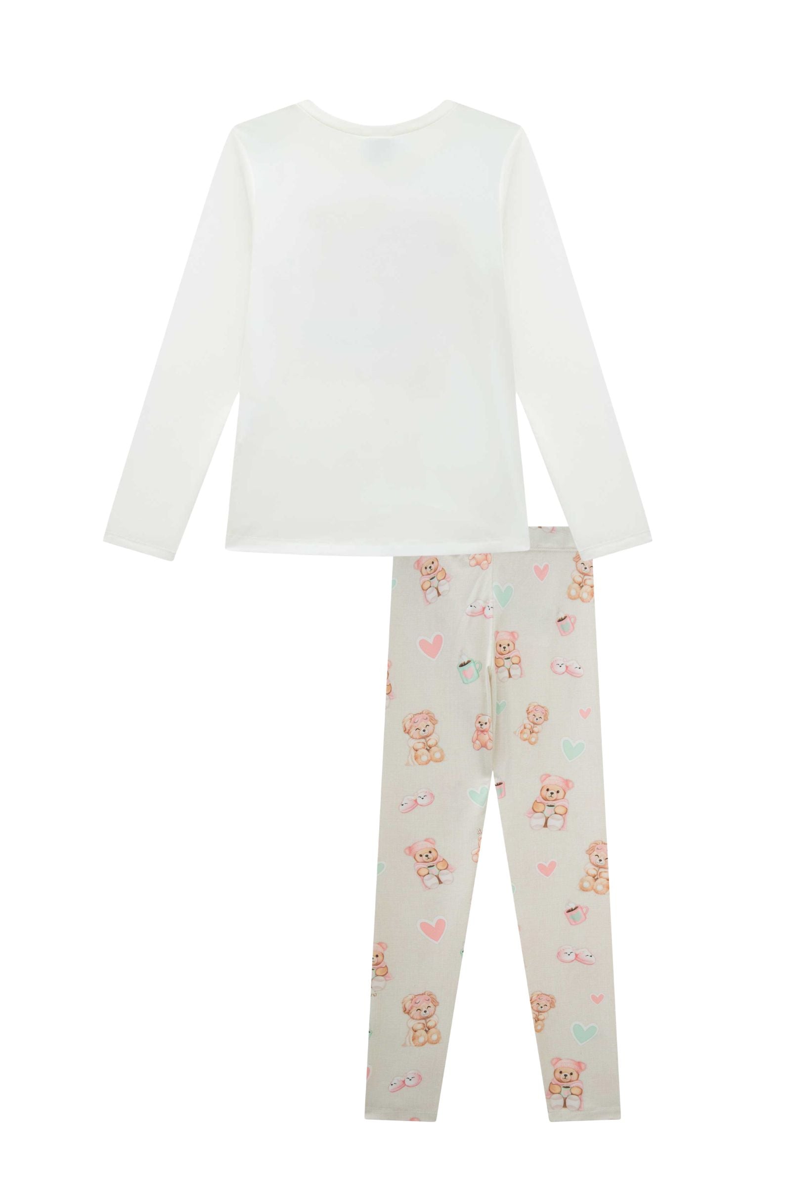 Conjunto de Pijama de Blusa e Calça Legging em Malha Comfy 89636 Infanti Infantil Menina