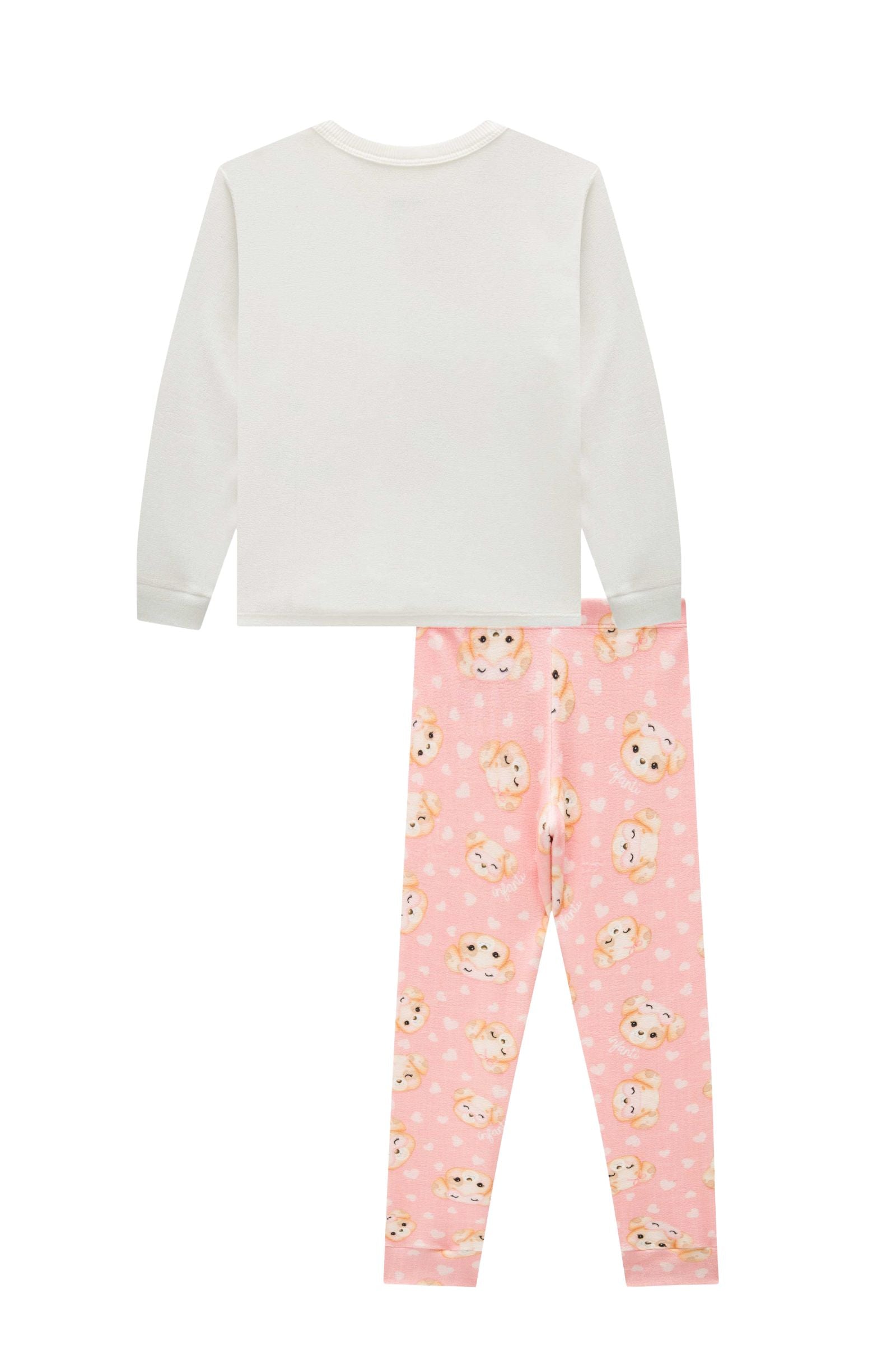 Conjunto de Pijama de Blusão e Calça em Termoskin Peluciado 93171 Infanti Infantil Menina