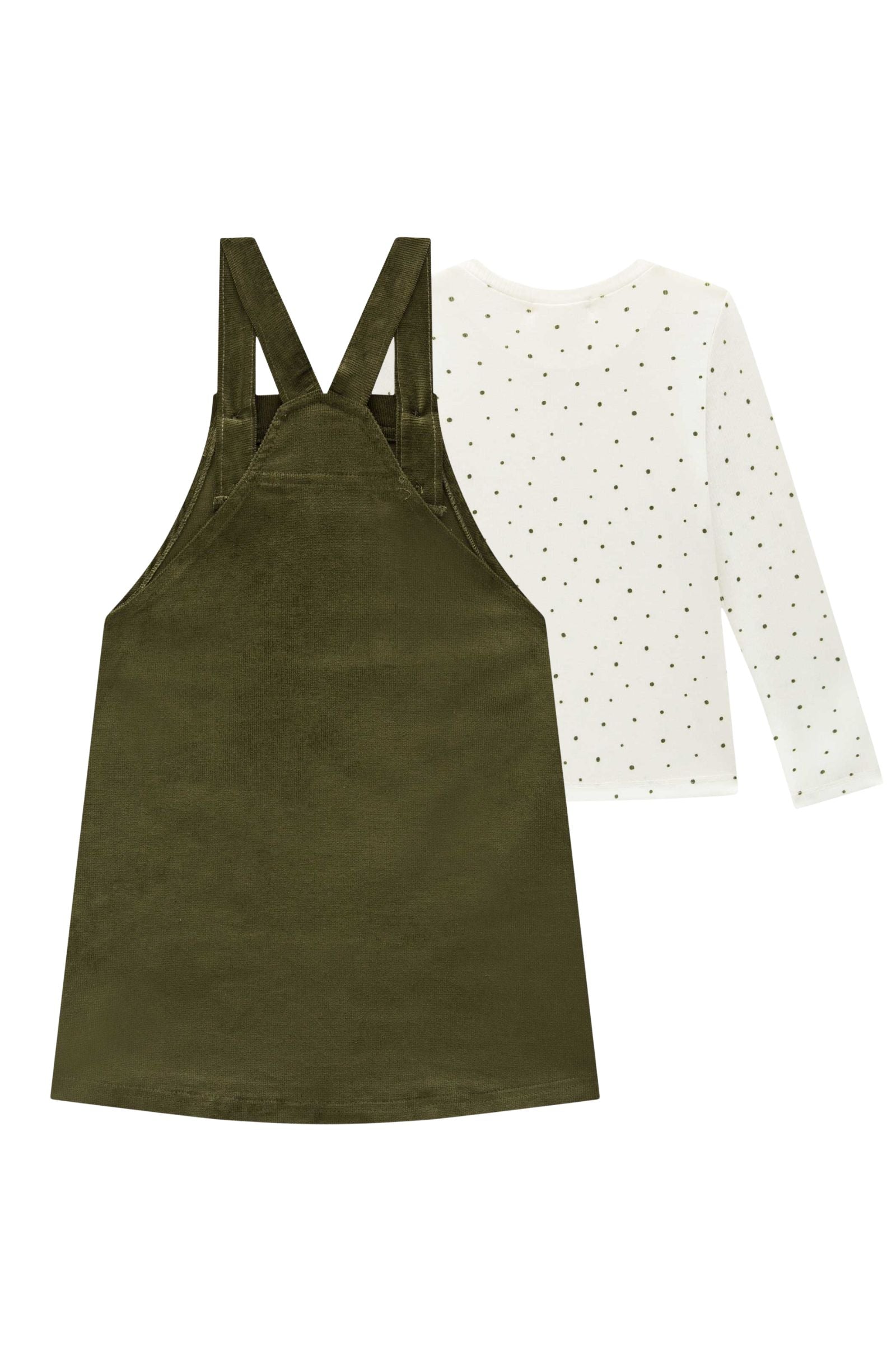 Conjunto de Blusa em Canelado Liz com Salopete em Veludo Cotelê 92407 Infanti Infantil Menina