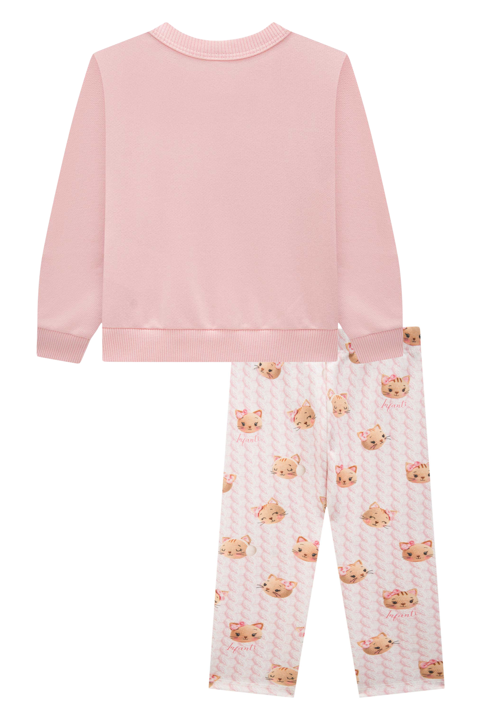 Conjunto de Blusão em Moletom sem Pelúcia e Calça Legging em Fly Tech 91802 Infanti Bebê Menina