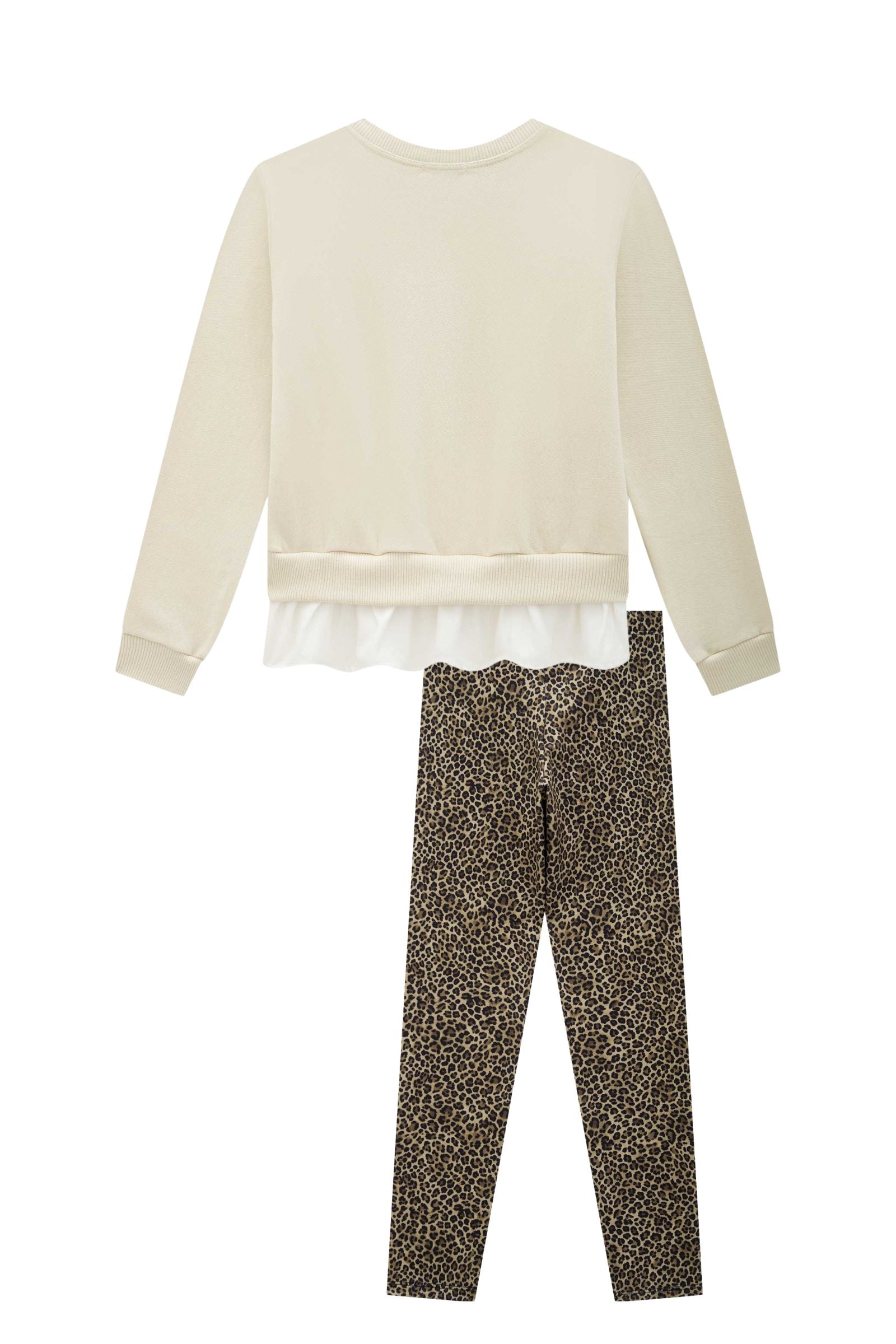 Conjunto de Blusão em Moletom com Pelúcia e Calça Legging em Termoskin Peluciado 89756 Infanti Infantil Menina