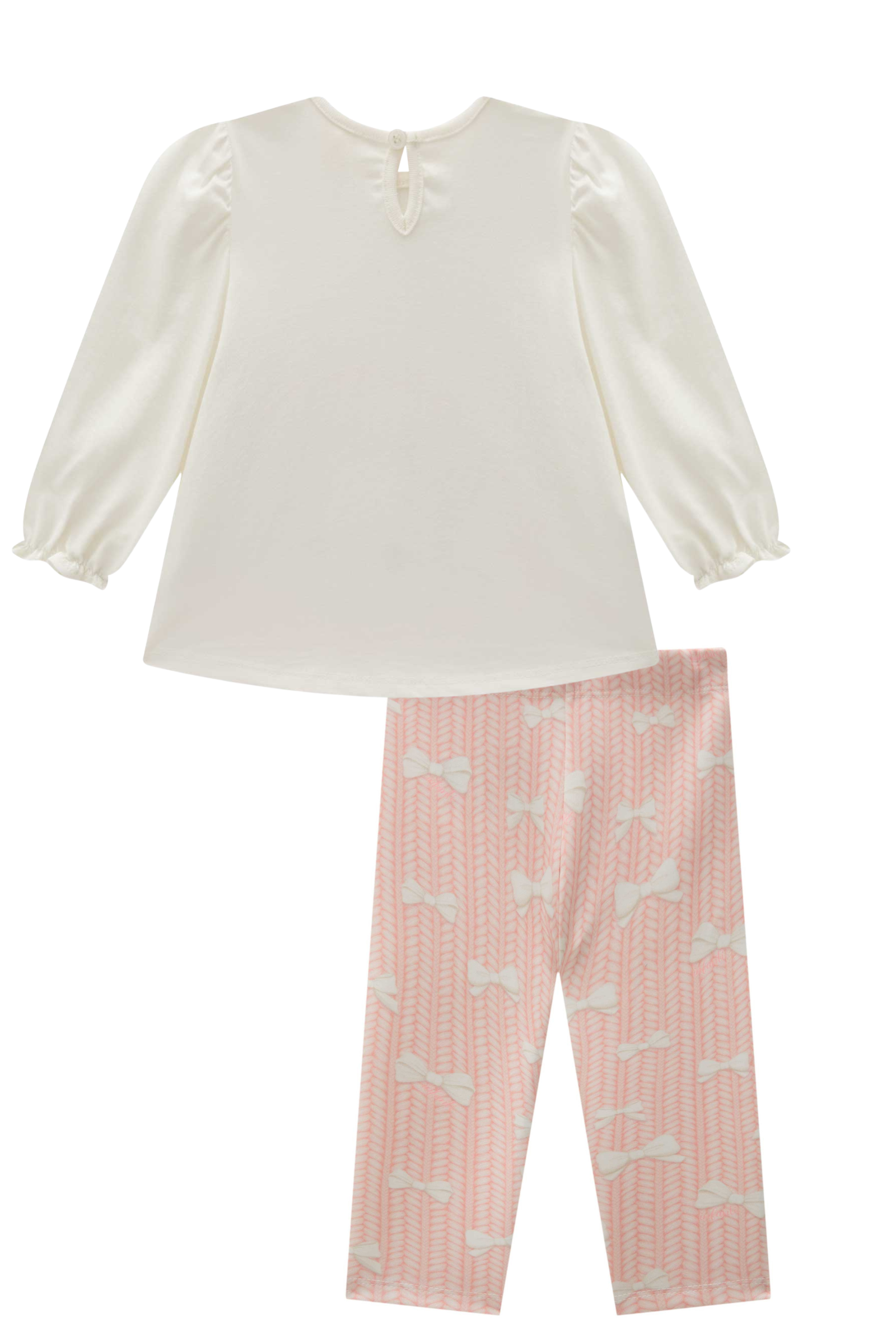 Conjunto de Bata em Meia Malha com Calça Legging em Fly Tech 89978 Infanti Bebê Menina