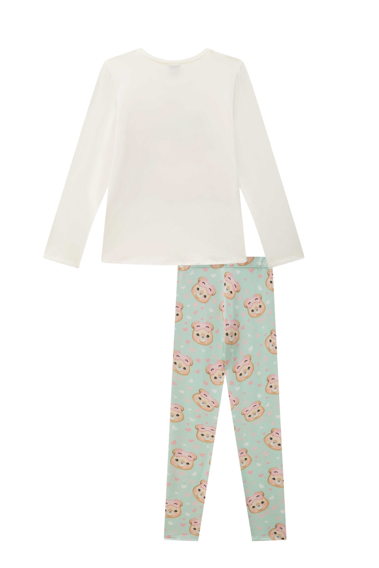 Conjunto de Pijama de Blusa e Calça Legging em Malha Comfy 89639 Infanti Infantil Menina