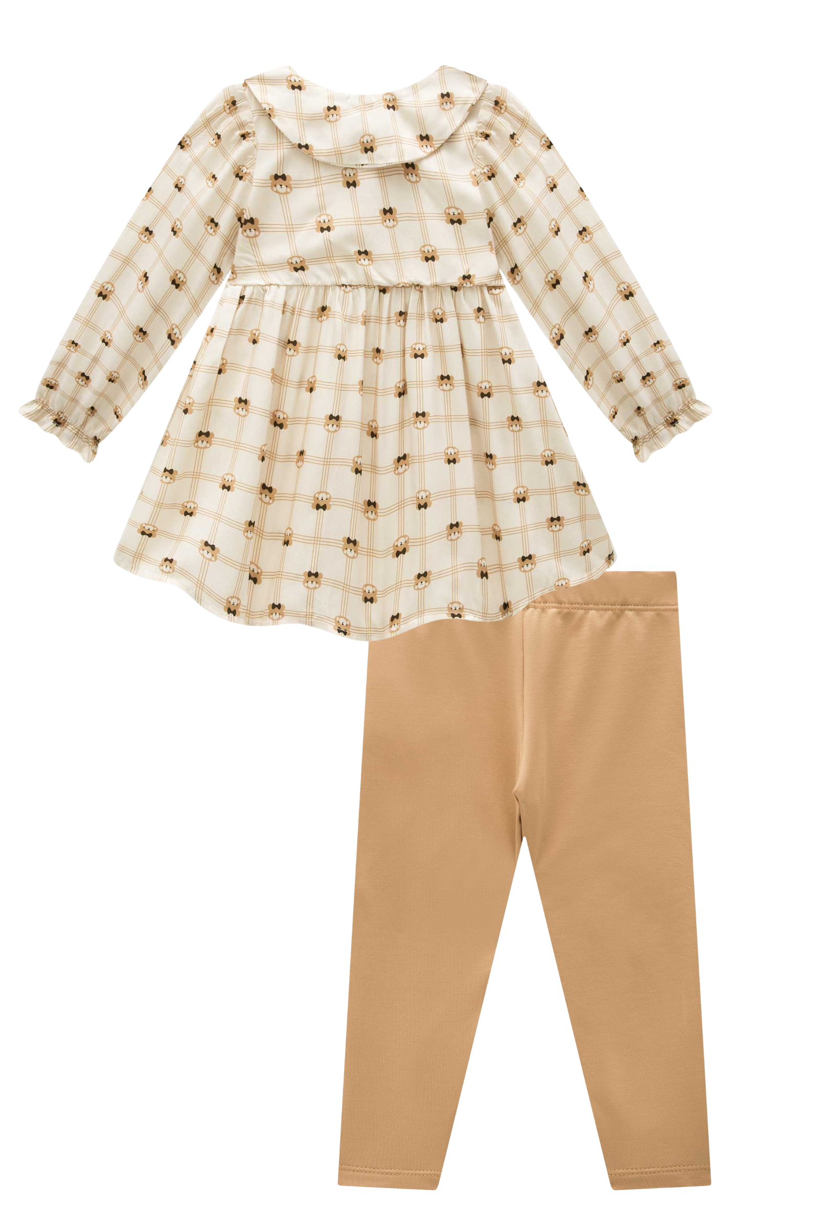 Conjunto de Bata em Viscose Sarj com Calça Legging em Couro Sintético e Termoskin Peluciado 90485 Infanti Bebê Menina