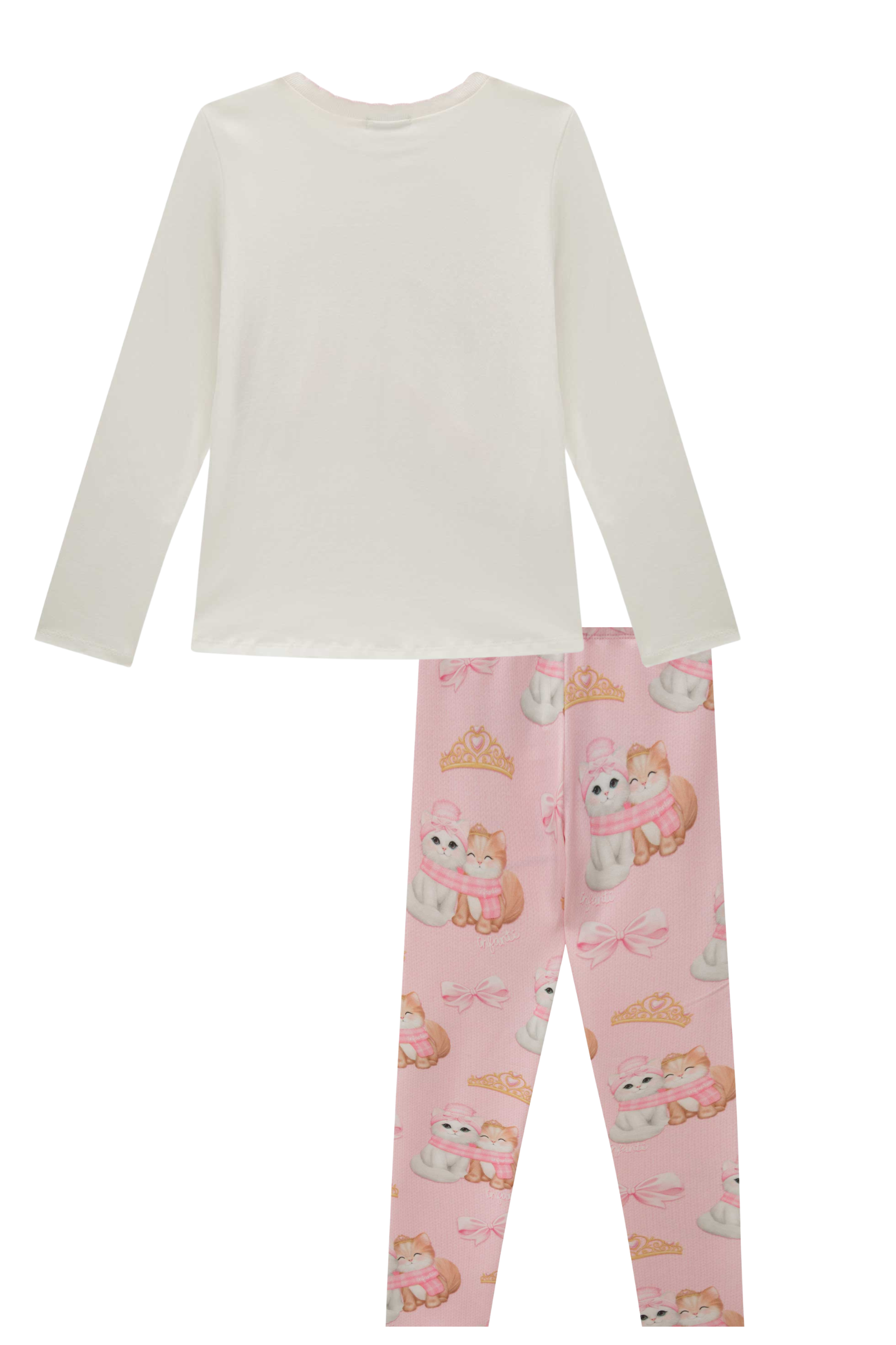 Conjunto de Blusa Alongada em Cotton e Calça Legging em Molecotton 89739 Infanti Infantil Menina