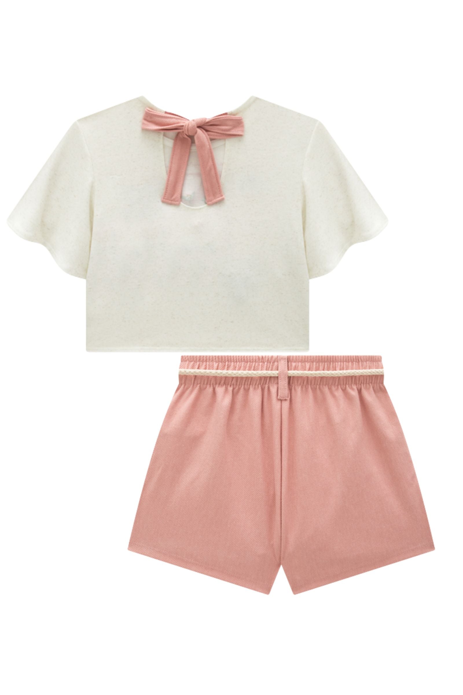 Conjunto de Blusa Boxy em Malha Fresh com Short Saia em Cotton Jeans 93389 Infanti Infantil Menina