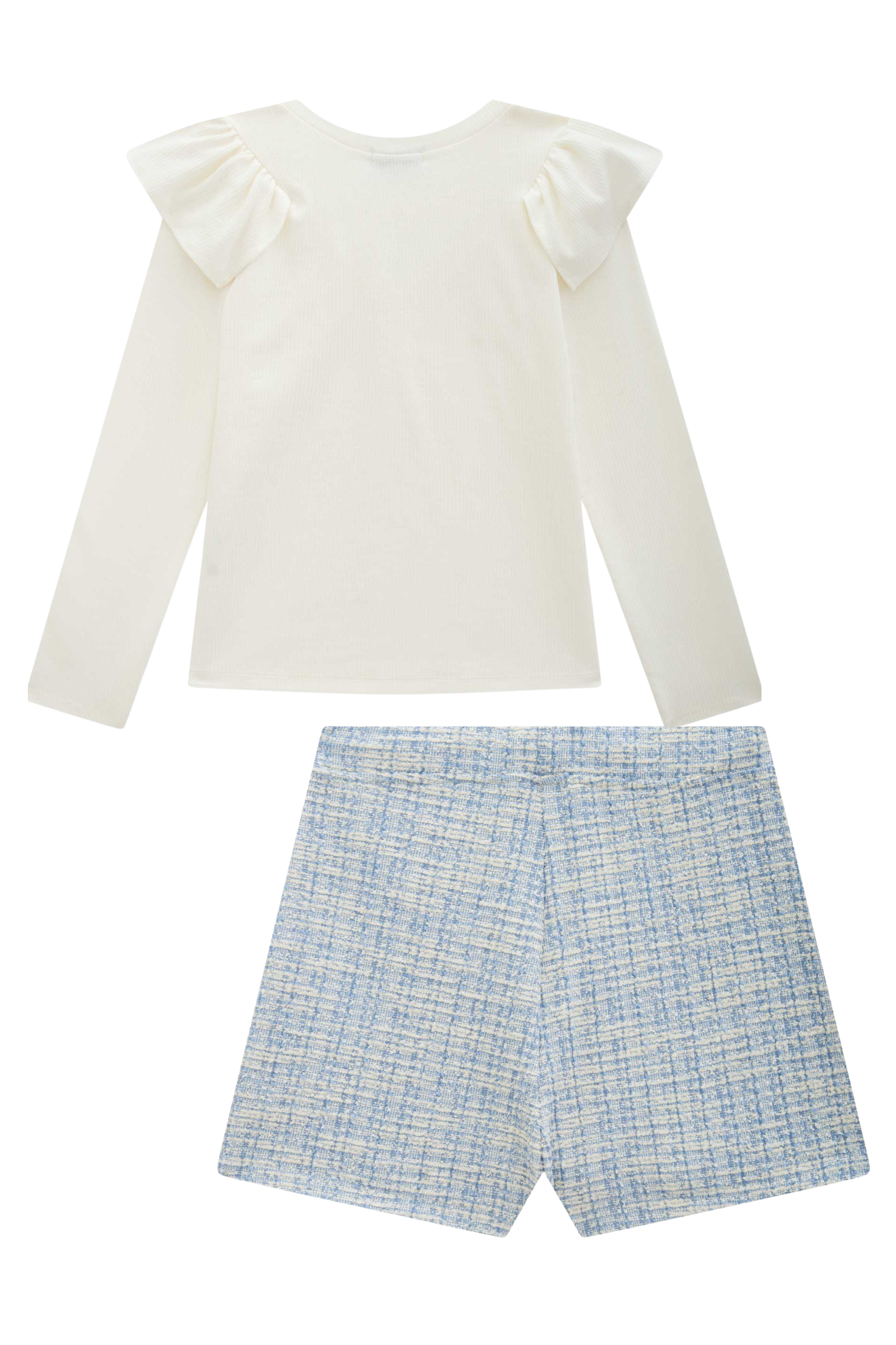 Conjunto de Blusa em Canelado e Shorts em Malha Tweed 89675 Infanti Infantil Menina