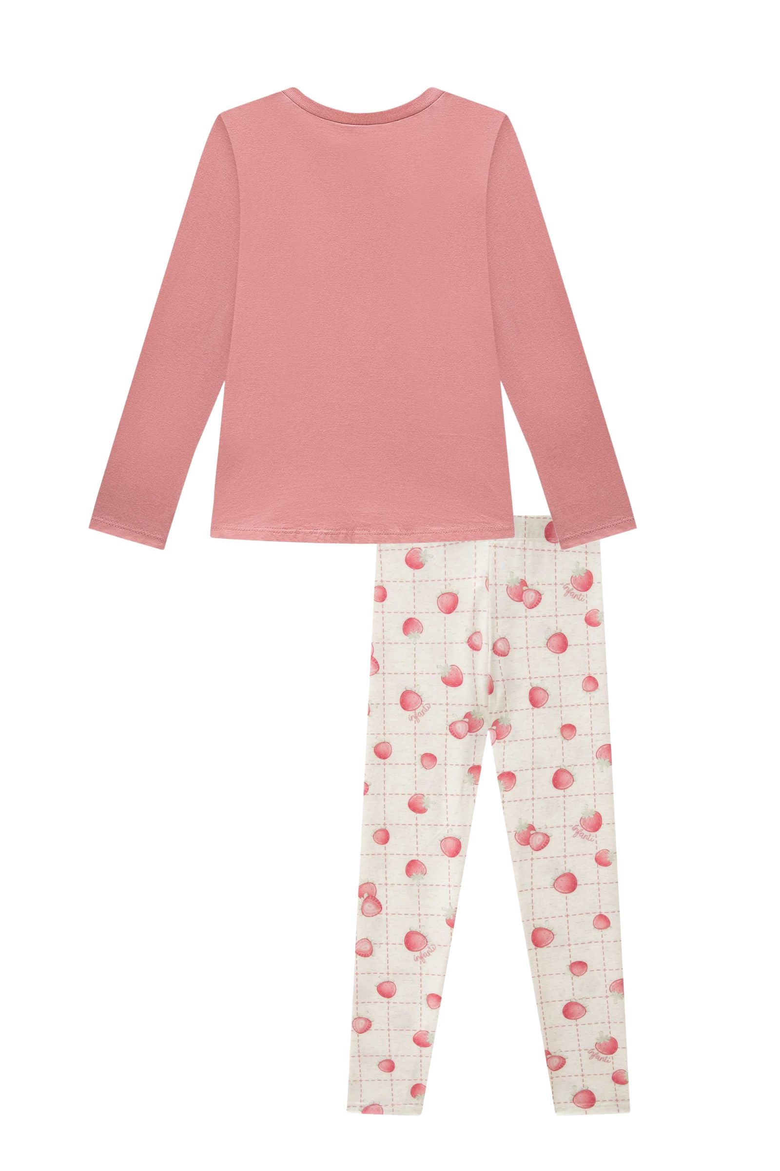 Conjunto de Pijama de Blusa em Meia Malha com Calça Legging em Malha Comfy 92399 Infanti Infantil Menina