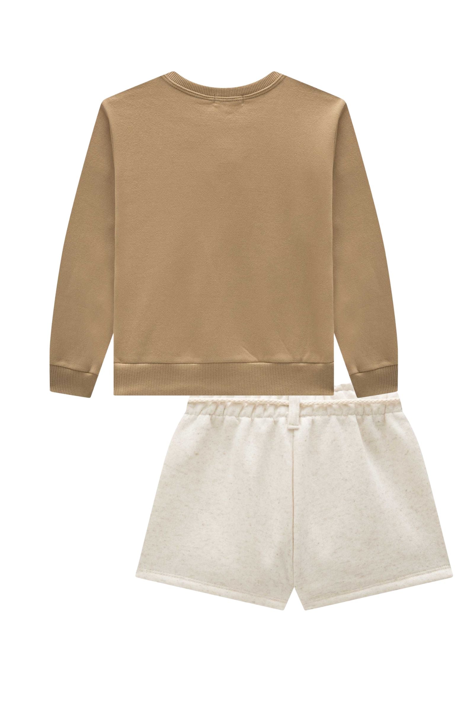 Conjunto de Blusão e Shorts em Moletom com Pelúcia 90577 Infanti Infantil Menina