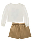 Conjunto de Blusa Boxy em Meia Malha e Shorts em Moletom sem Pelúcia 92631 Infanti Infantil Menina