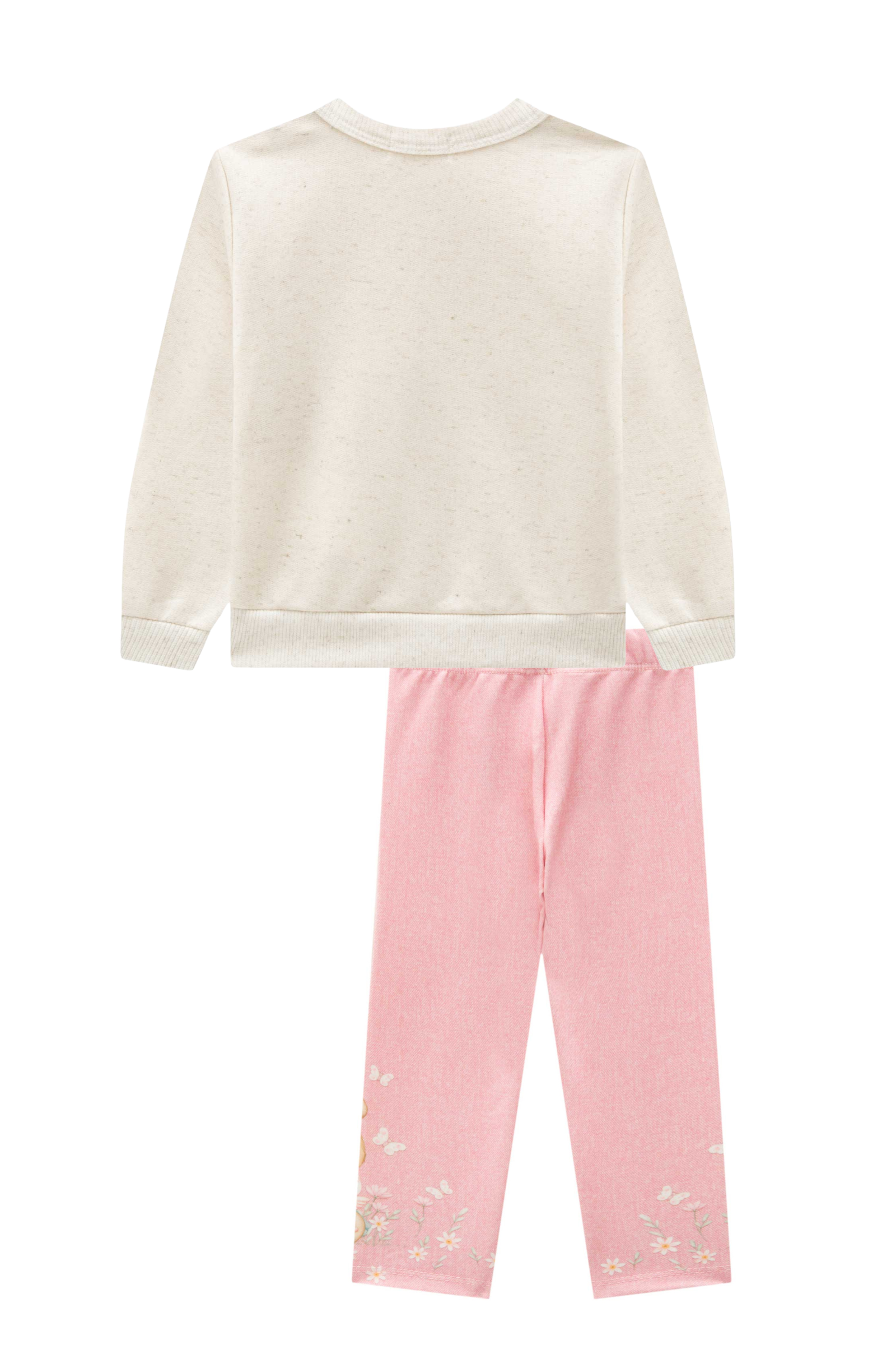 Conjunto de Blusão em Moletom sem Pelúcia e Calça Legging em Molecotton 90699 Infanti Bebê Menina