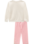 Conjunto de Blusão em Moletom sem Pelúcia e Calça Legging em Molecotton 90699 Infanti Bebê Menina