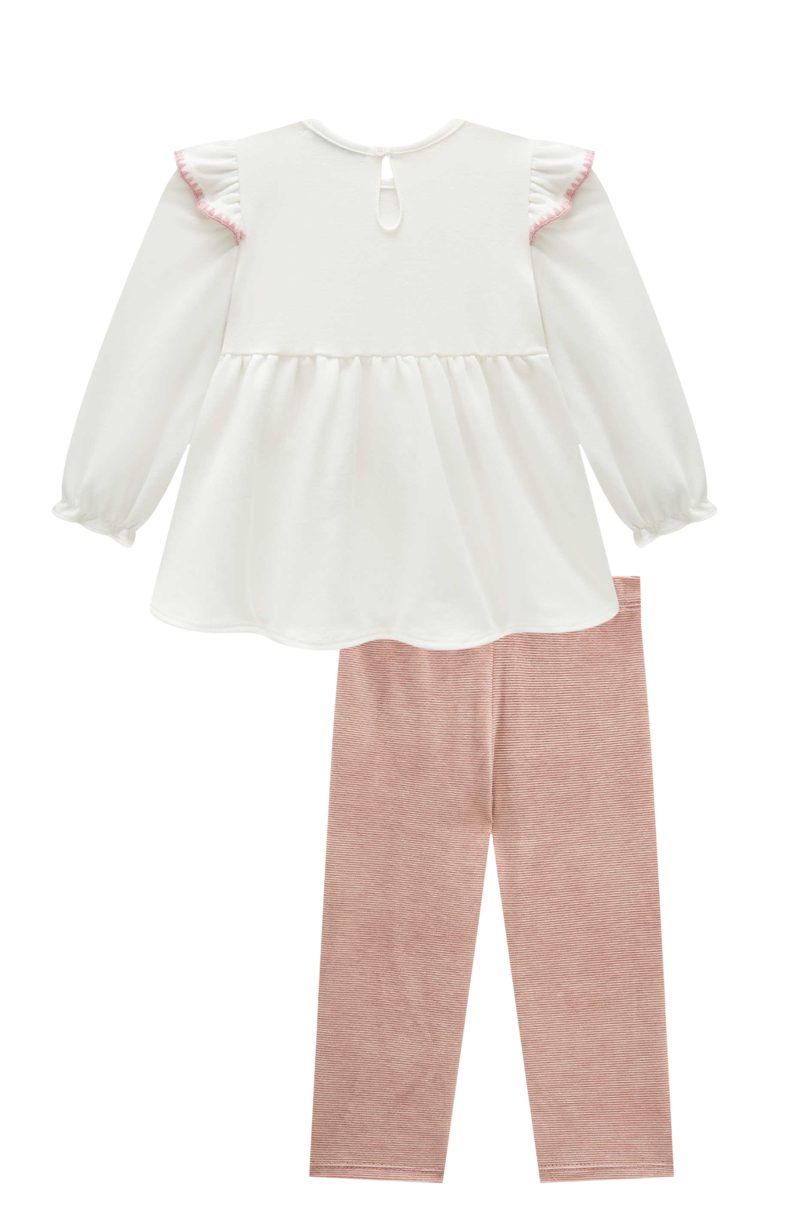 Conjunto de Bata em Molecotton com Calça Legging em Malha Cotelê 90940 Infanti Bebê Menina