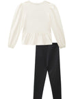 Conjunto de Blusa Alongada em Cotton e Calça Legging em Fly Tech 89806 Infanti Infantil Menina