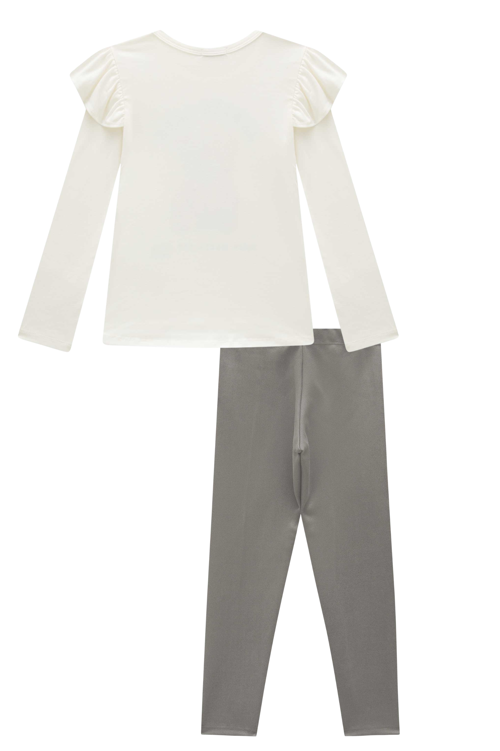 Conjunto de Blusa Alongada em Cotton e Calça Legging em Suede Twill 92663 Infanti Infantil Menina