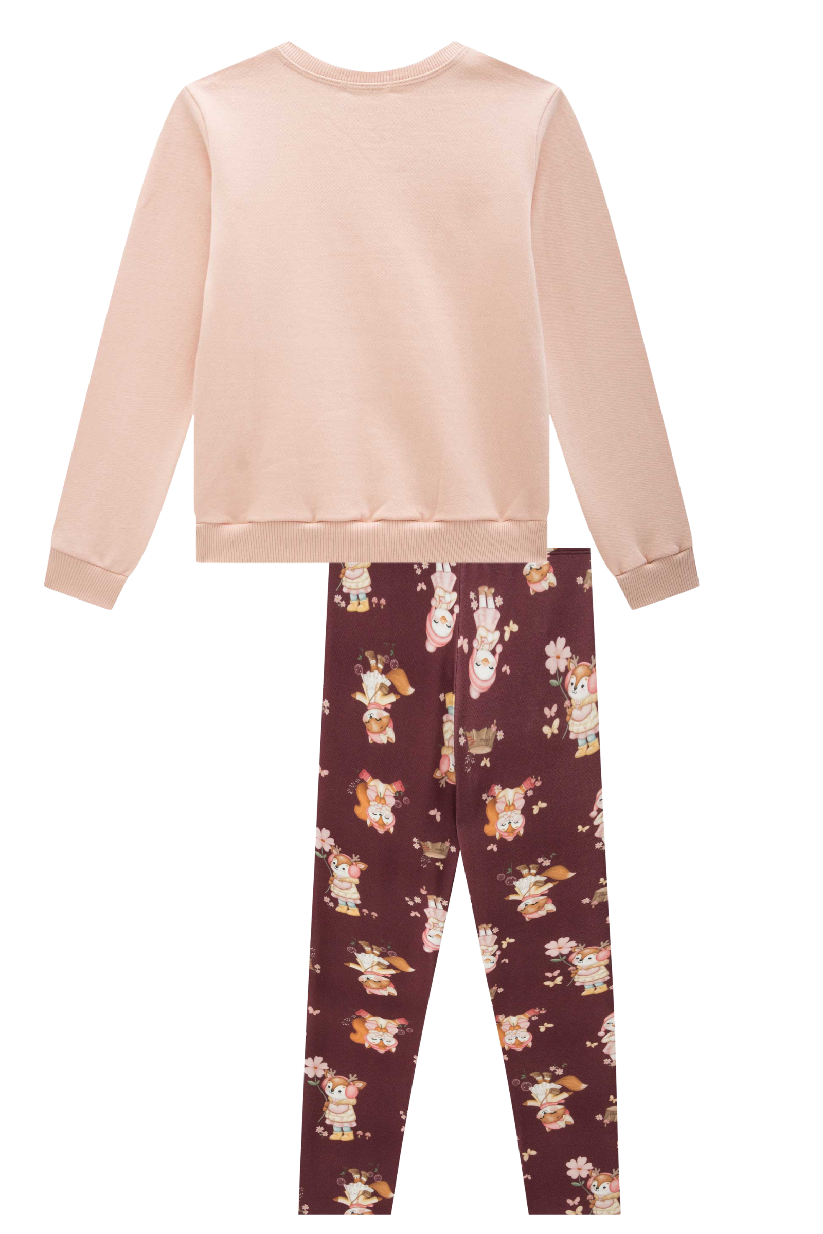 Conjunto de Blusão em Moletom com Pelúcia e Calça Legging em Termoskin Peluciado 89624 Infanti Infantil Menina