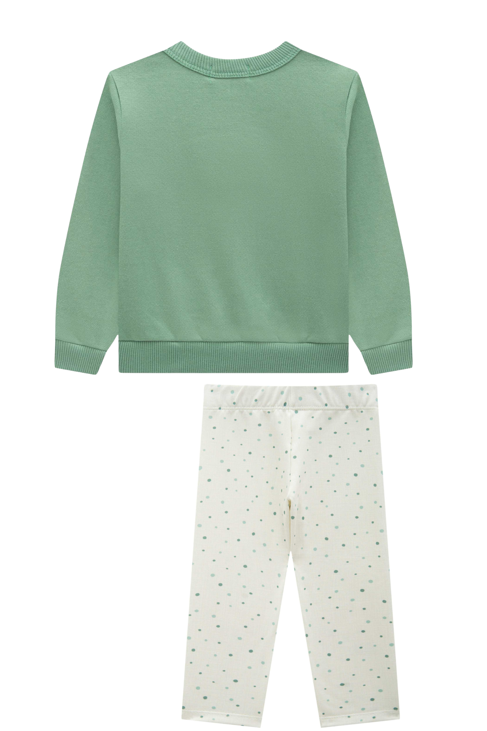 Conjunto de Blusão em Moletom com Pelúcia e Calça Legging em Termoskin Peluciado 89645 Infanti Bebê Menina