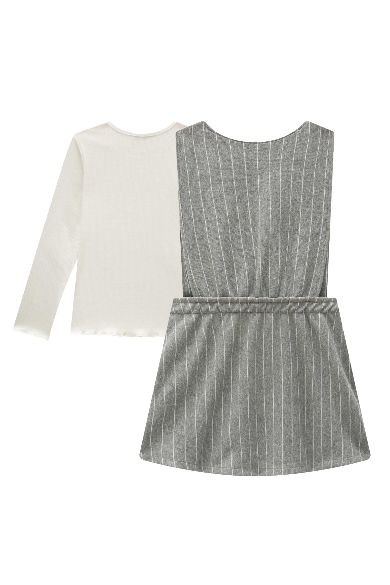 Conjunto de Blusa em Canelado Liz e Salopete em Malhão Listrado 90335 Infanti Infantil Menina