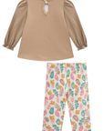 Conjunto de Bata em Cotton com Calça Legging em Molecotton 89658 Infanti Bebê Menina