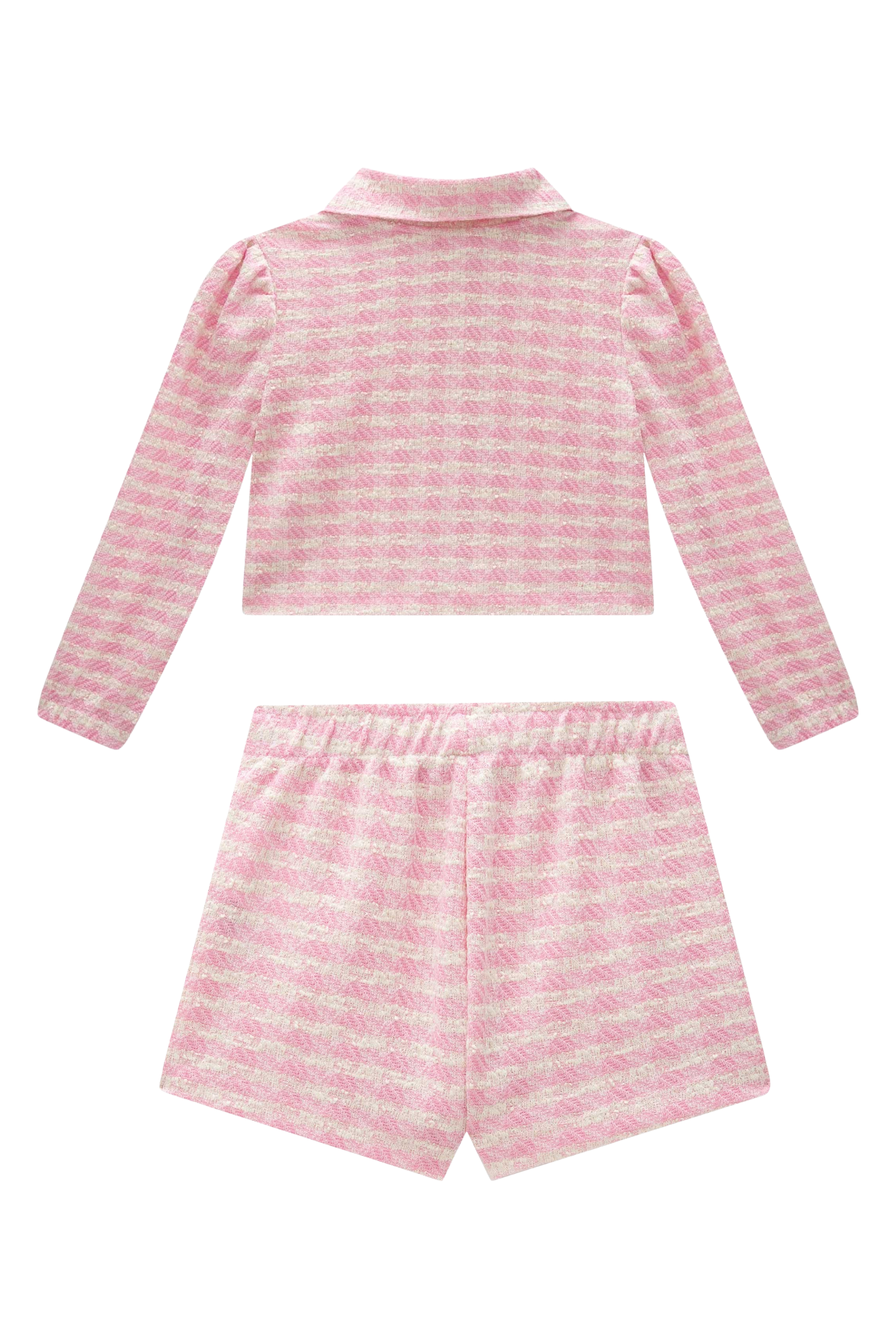 Conjunto de Jaqueta Boxy e Short Saia em Malha Tweed 89678 Infanti Infantil Menina