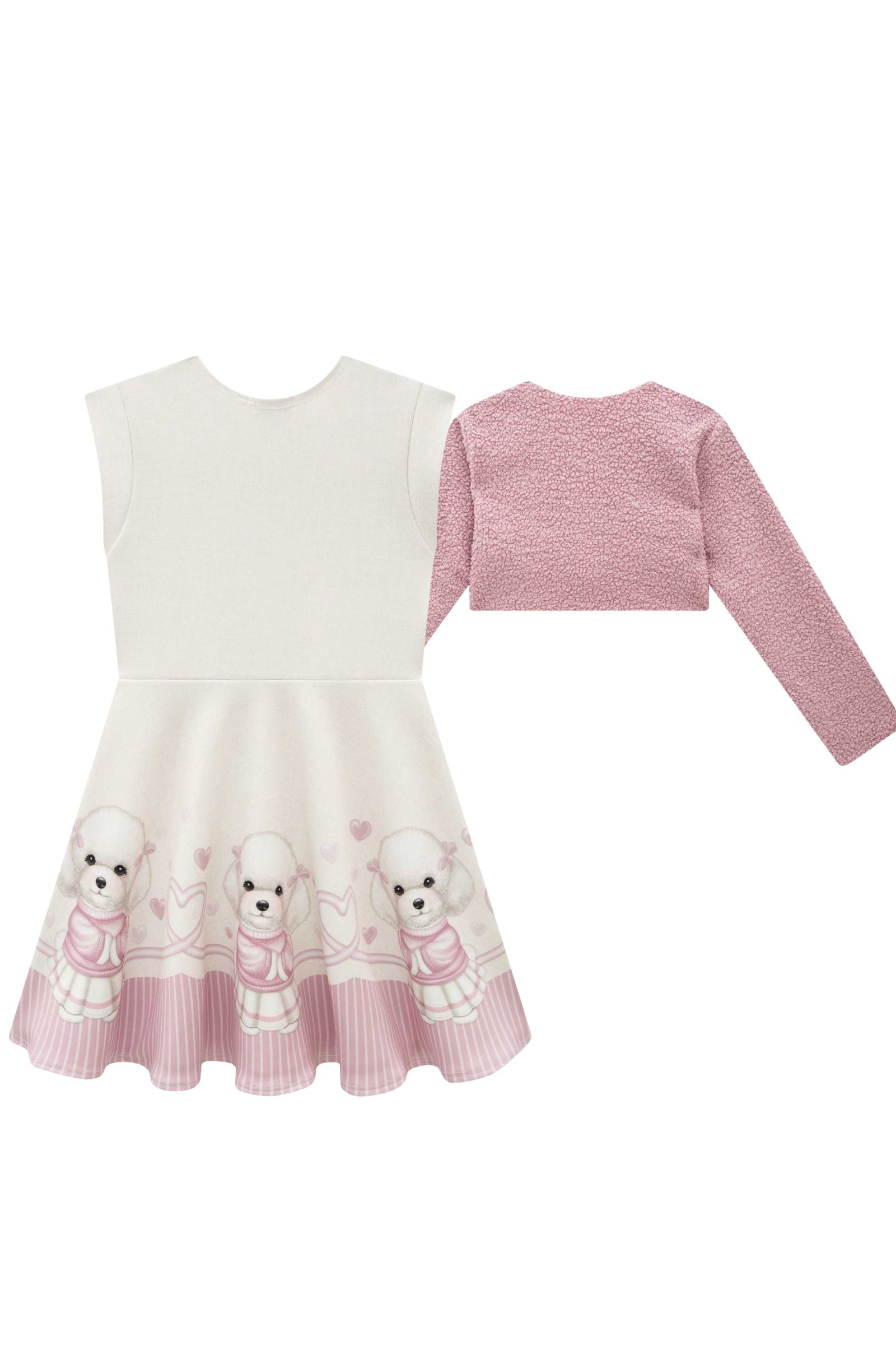 Vestido em Fly Tech com Bolero em Pelo Durban 92680 Infanti Infantil Menina