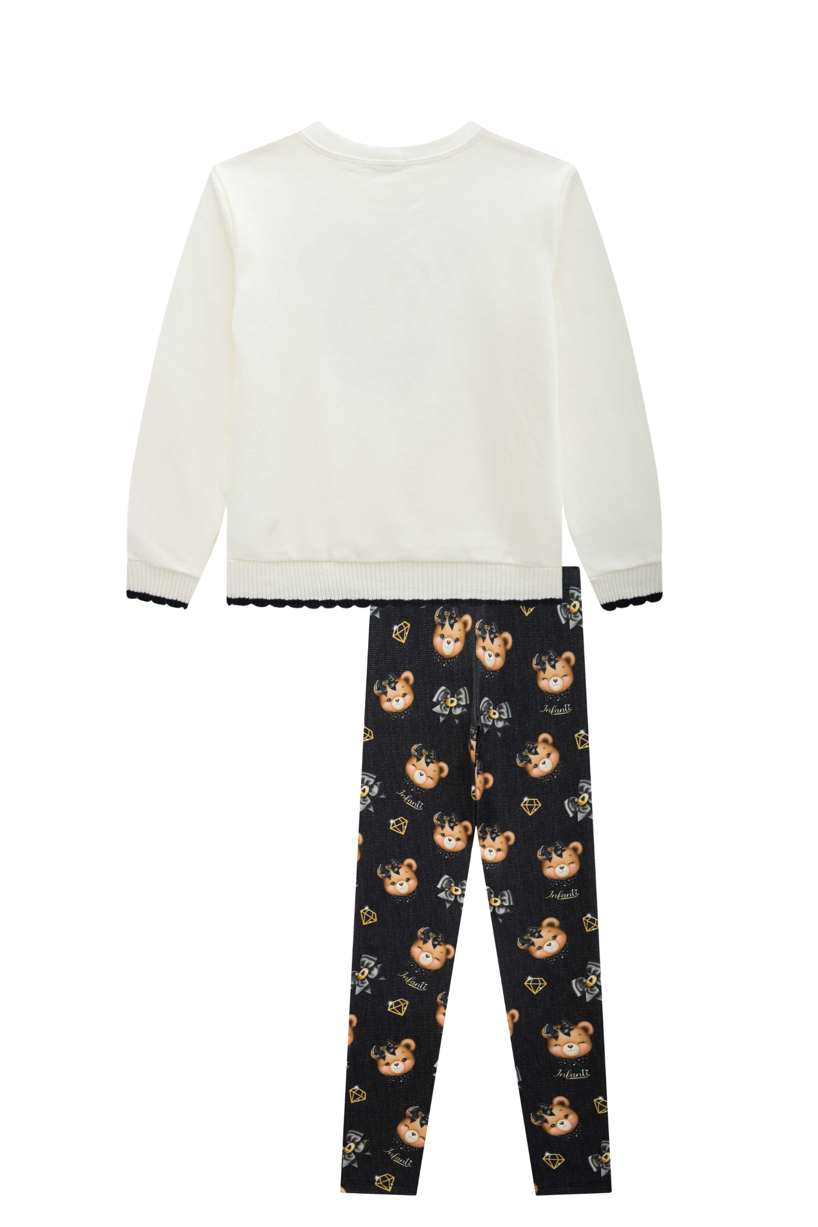 Conjunto de Blusão em Moletom com Pelúcia e Calça Legging em Termoskin Peluciado 89753 Infanti Infantil Menina