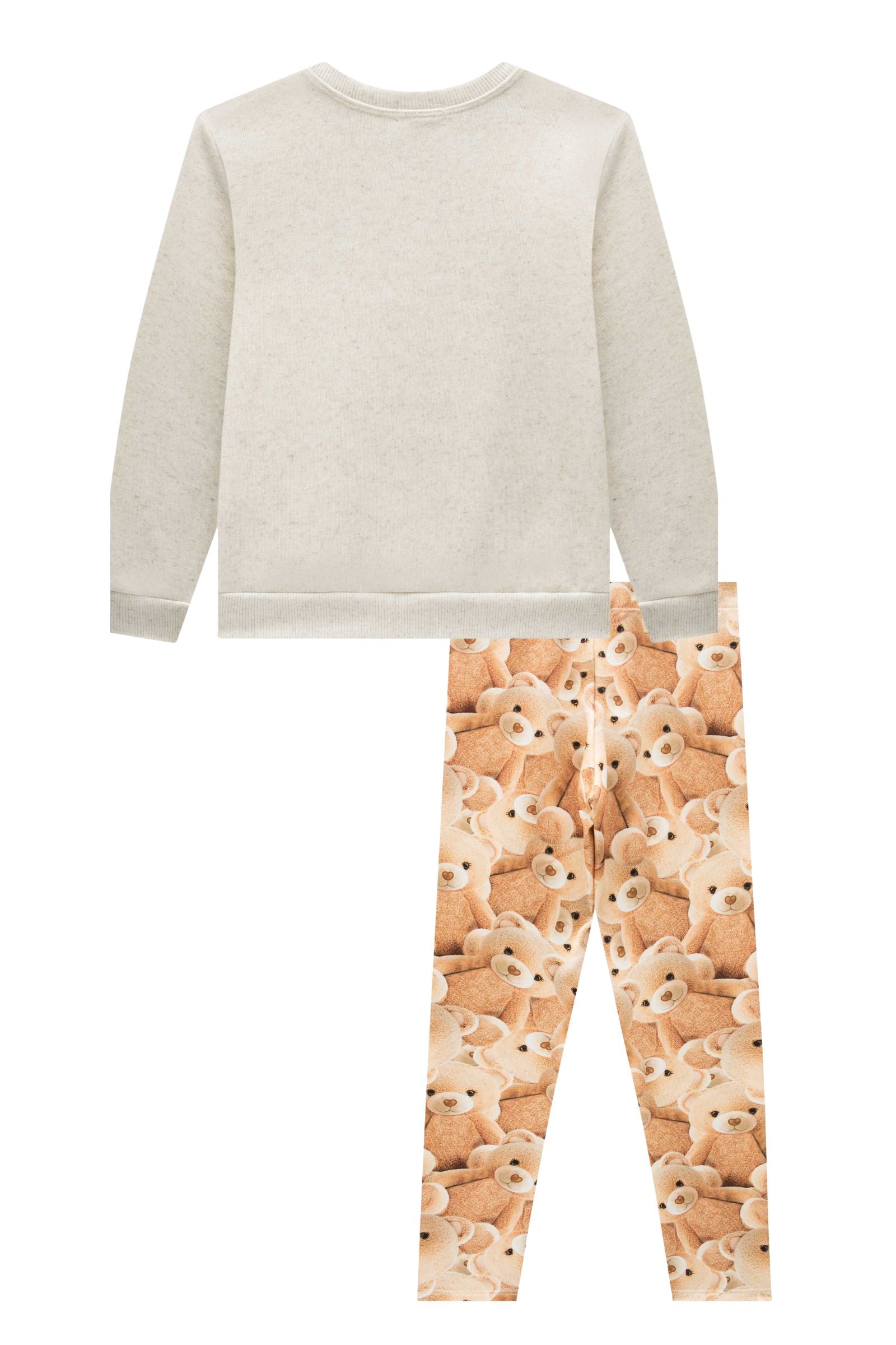 Conjunto de Blusão em Moletom com Pelúcia e Calça Legging em Termoskin Peluciado 92134 Infanti Infantil Menina