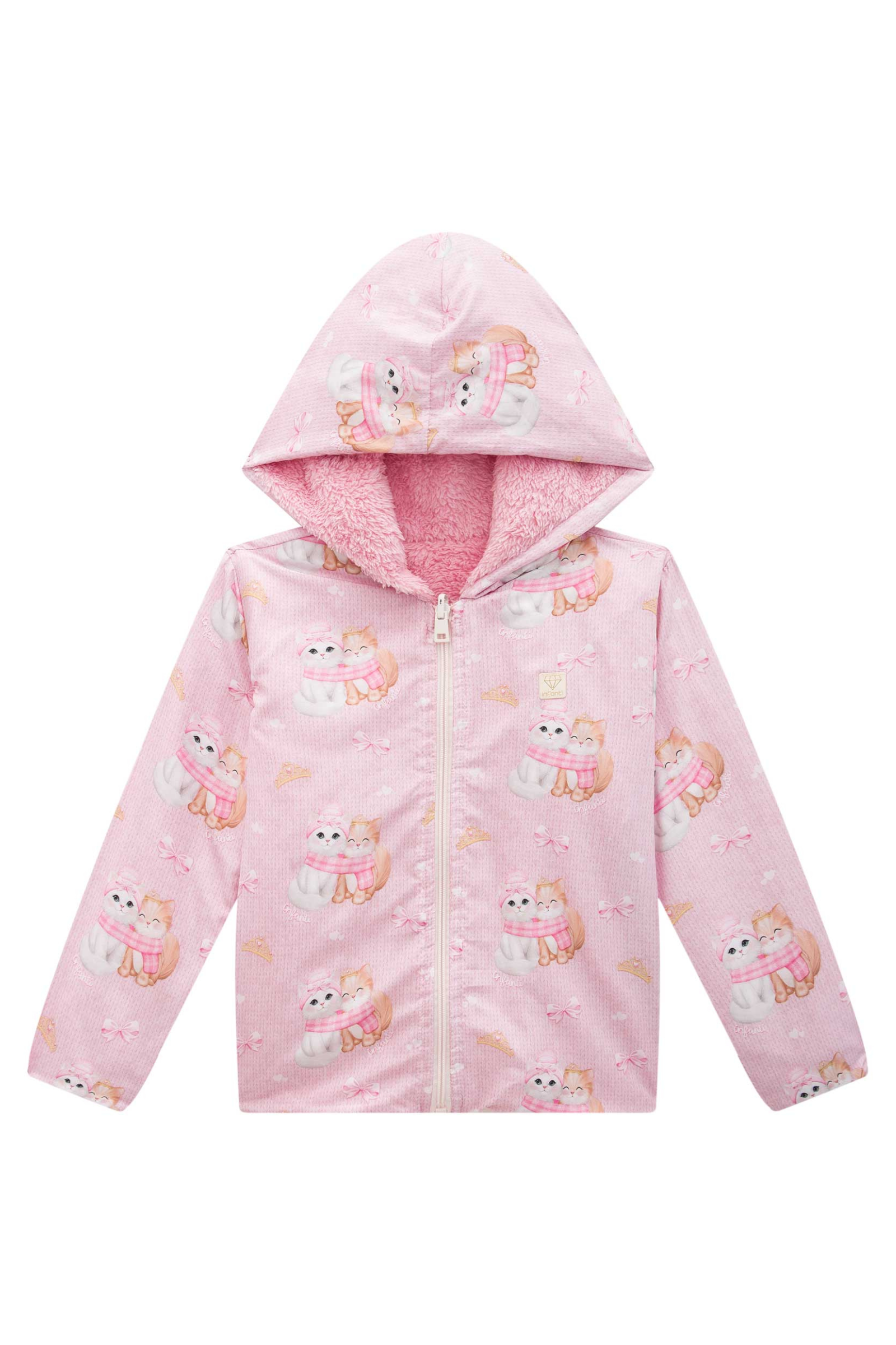 Jaqueta Reversível em Nylon e Pelo Carneirinho 89763 Infanti Infantil Menina