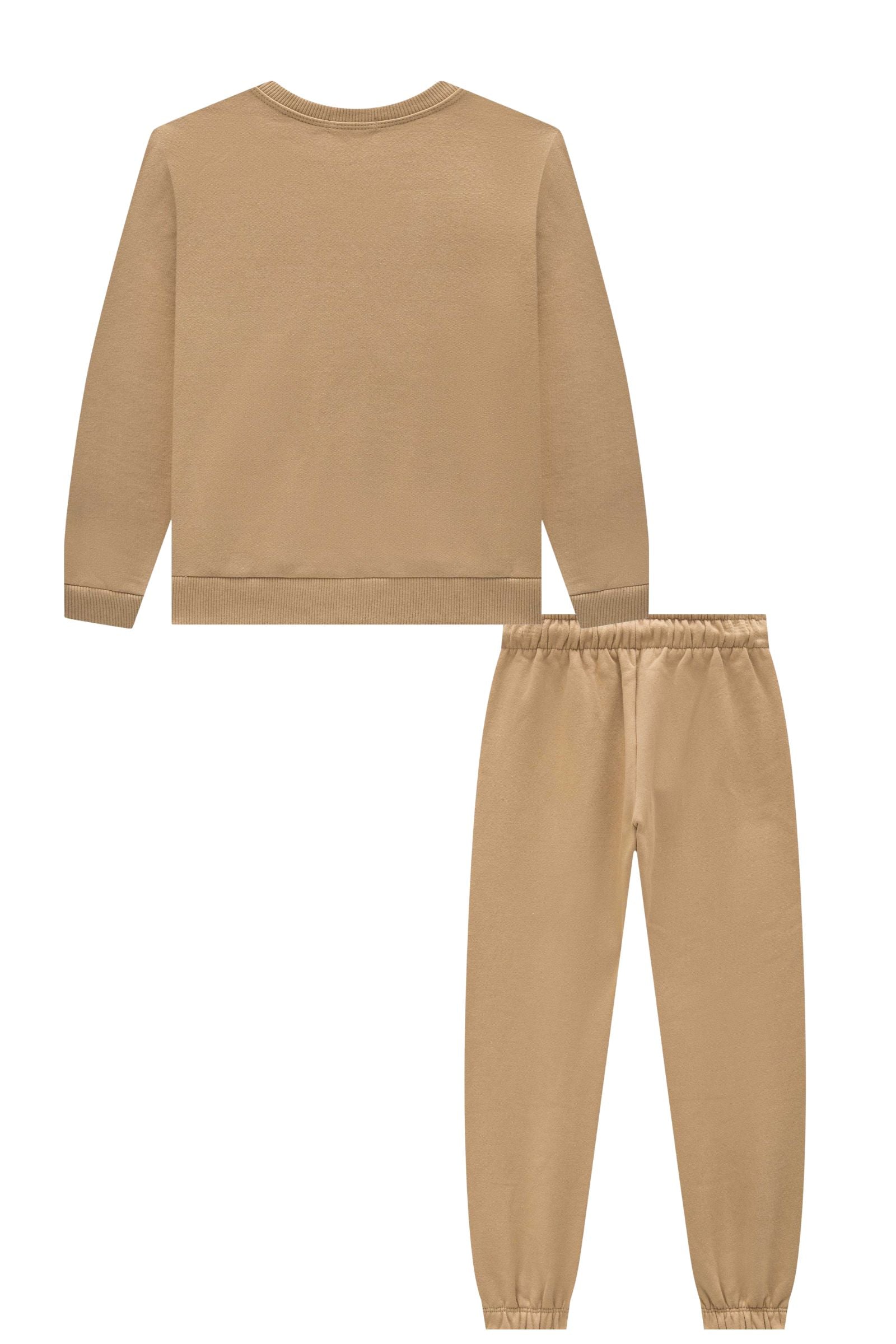 Conjunto de Blusão e Calça Jogger em Moletom com Pelúcia 91944 Infanti Infantil Menina