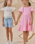 Vestido em Malha Textura 87208 Infanti Infantil Menina