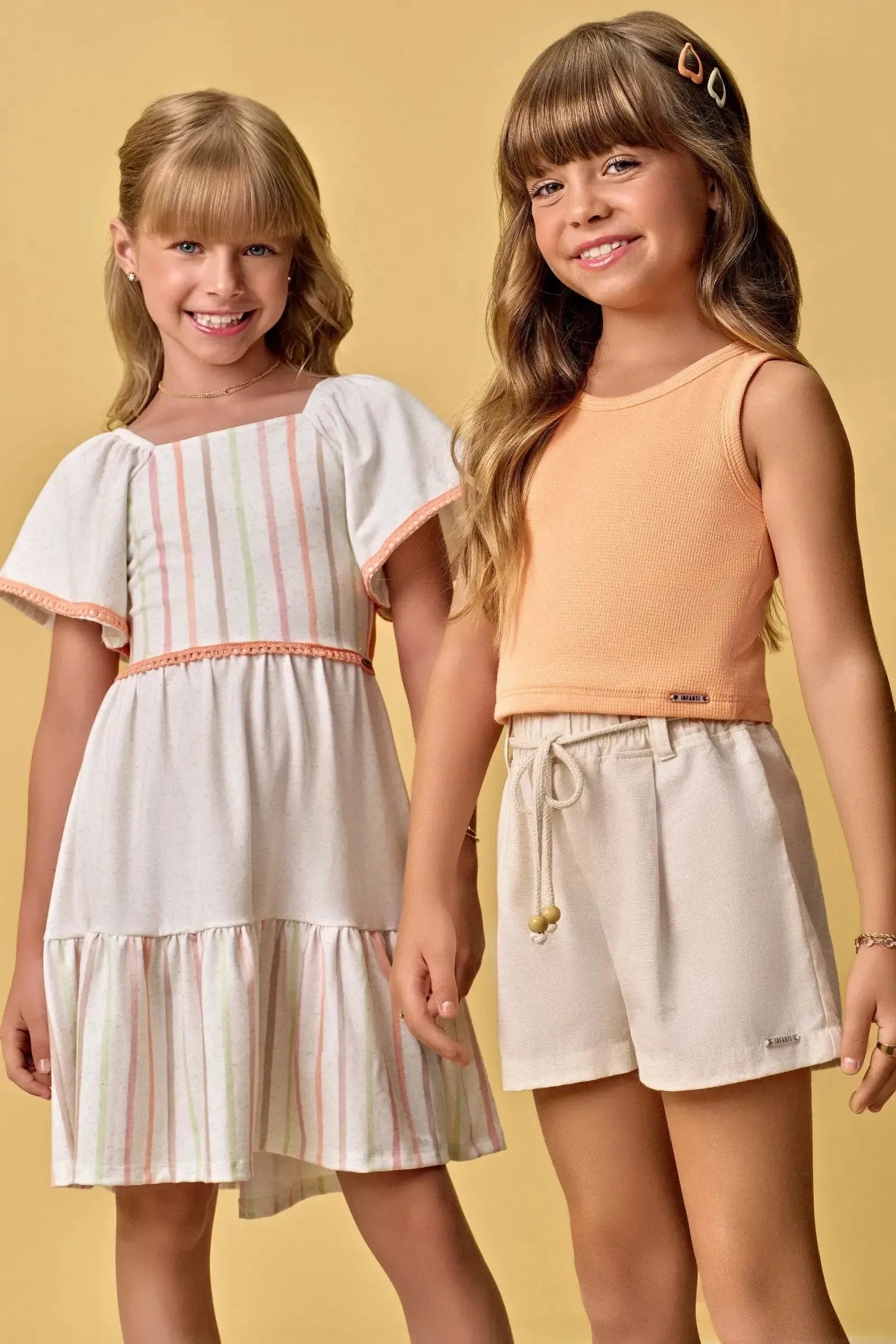 Shorts em Linho Santorine com Elastano 88128 Infanti Infantil Menina