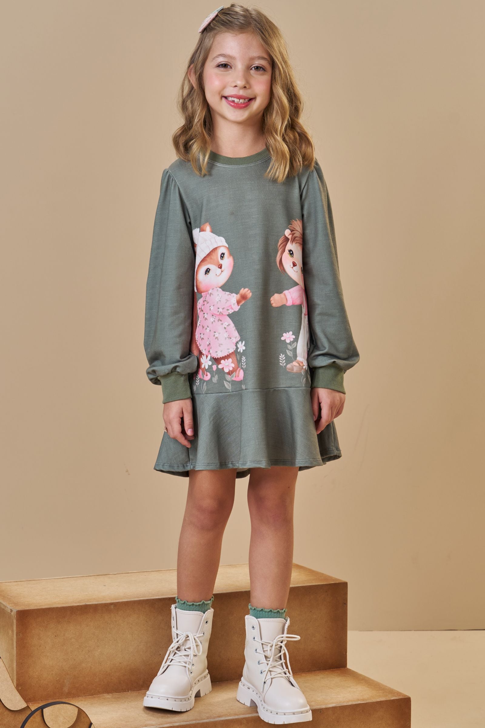 Vestido em Molecotton 89165 Infanti Infantil Menina